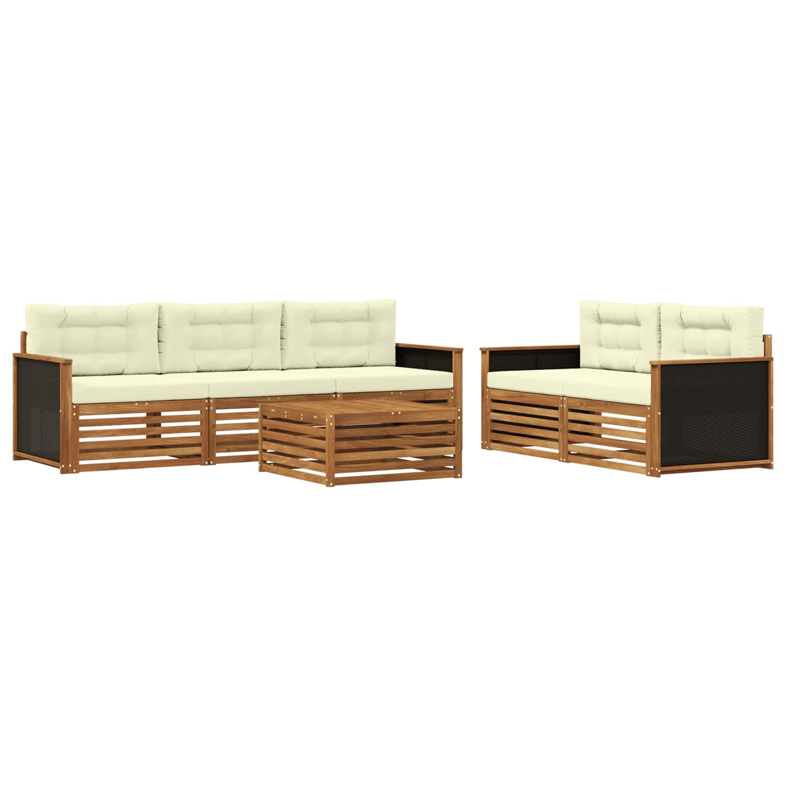 vidaXL Buiten bankenset 6 pcs Naturel