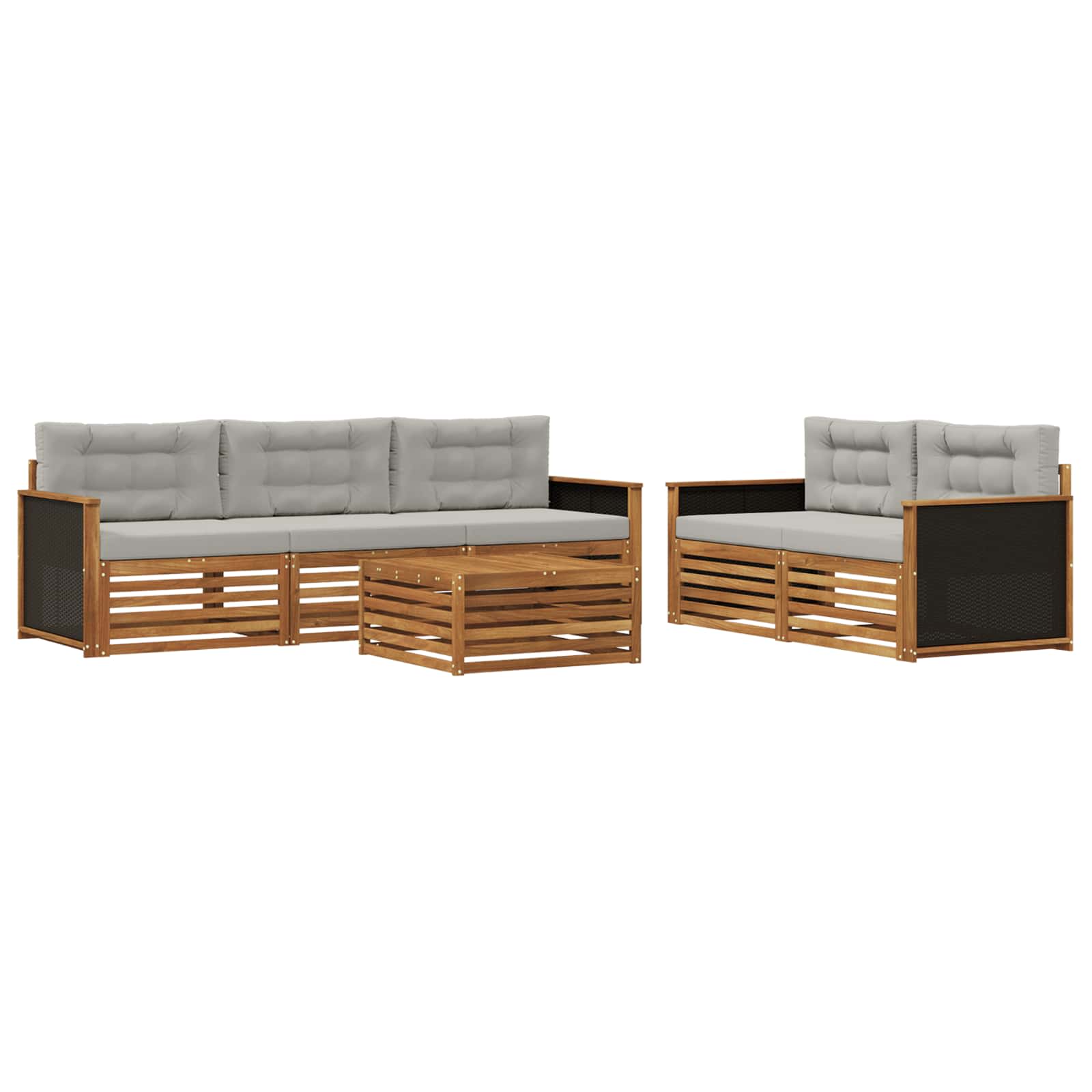 vidaXL Buiten bankenset 6 pcs Naturel