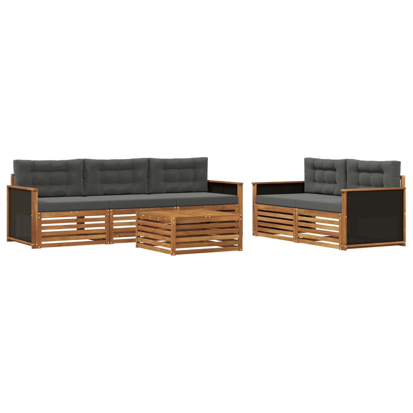 vidaXL Buiten bankenset 6 pcs Naturel