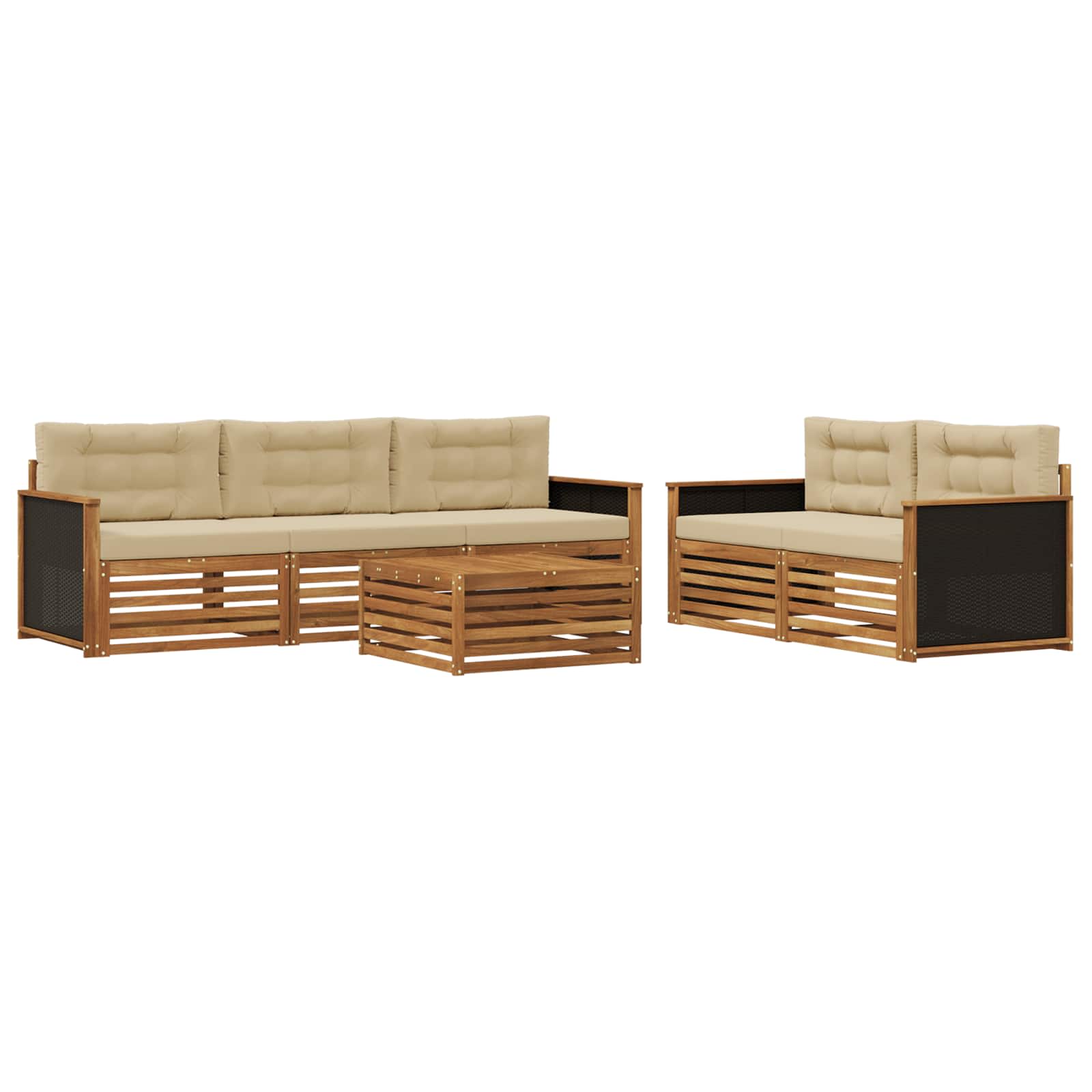 vidaXL Buiten bankenset 6 pcs Naturel
