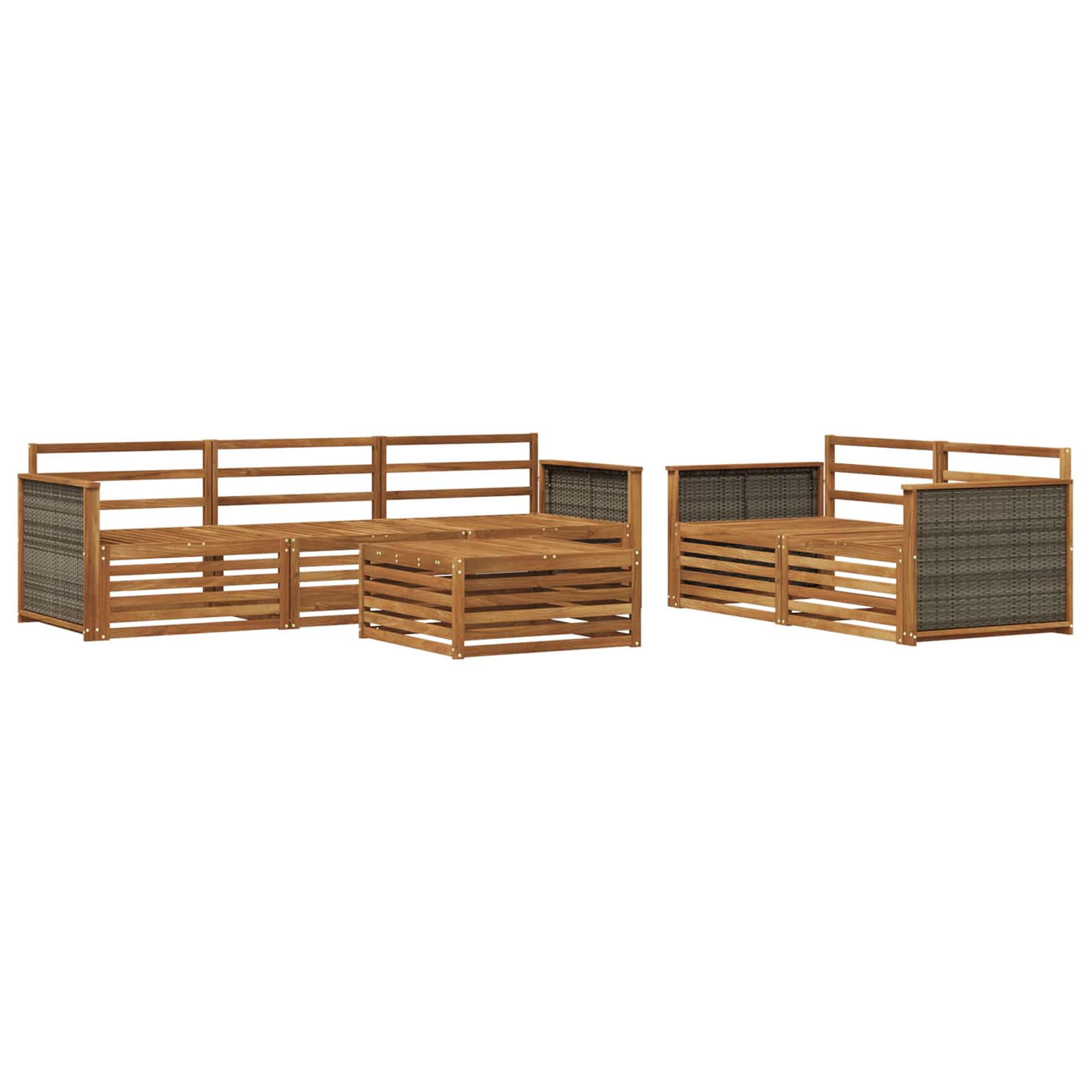 vidaXL Buiten bankenset 6 pcs Naturel
