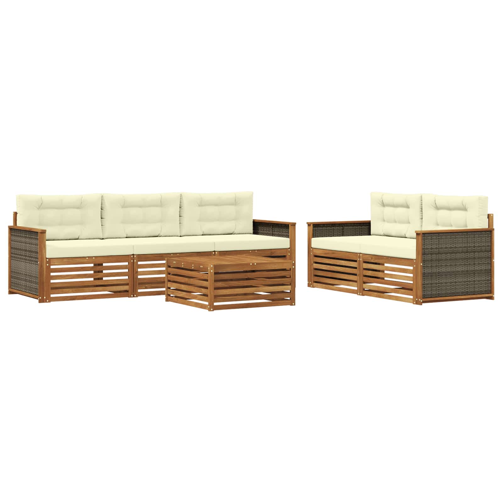 vidaXL Buiten bankenset 6 pcs Naturel