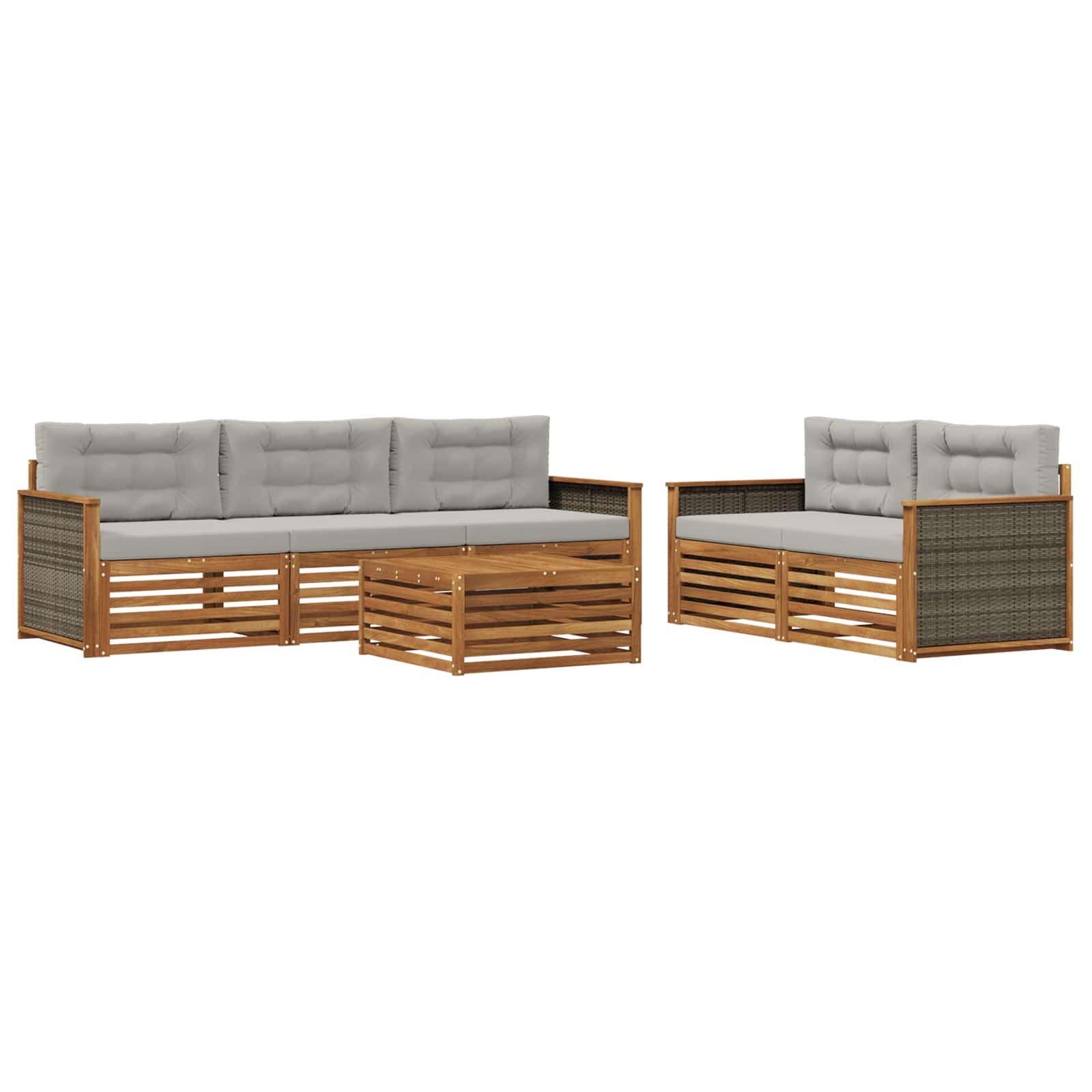 vidaXL Buiten bankenset 6 pcs Naturel