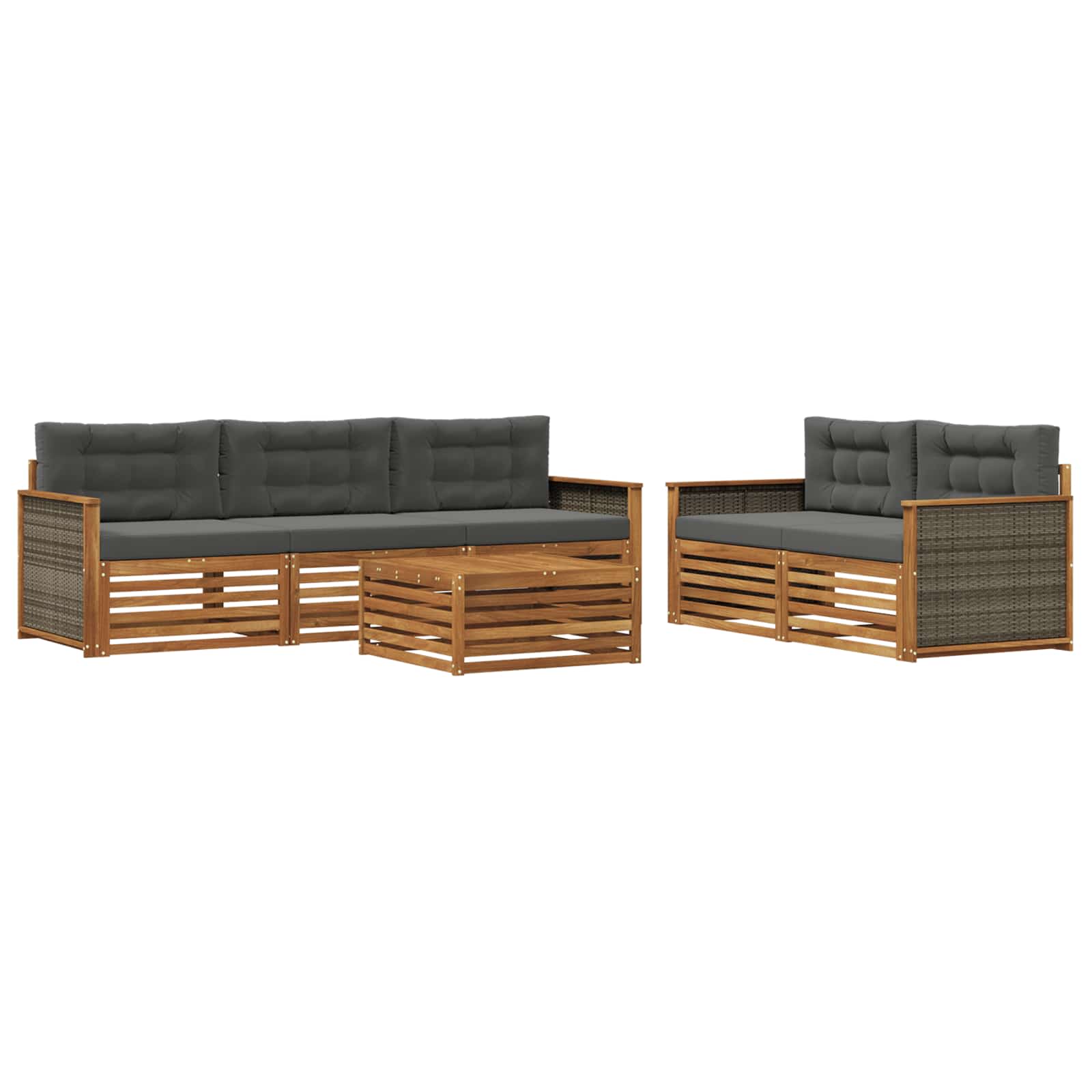 vidaXL Buiten bankenset 6 pcs Naturel