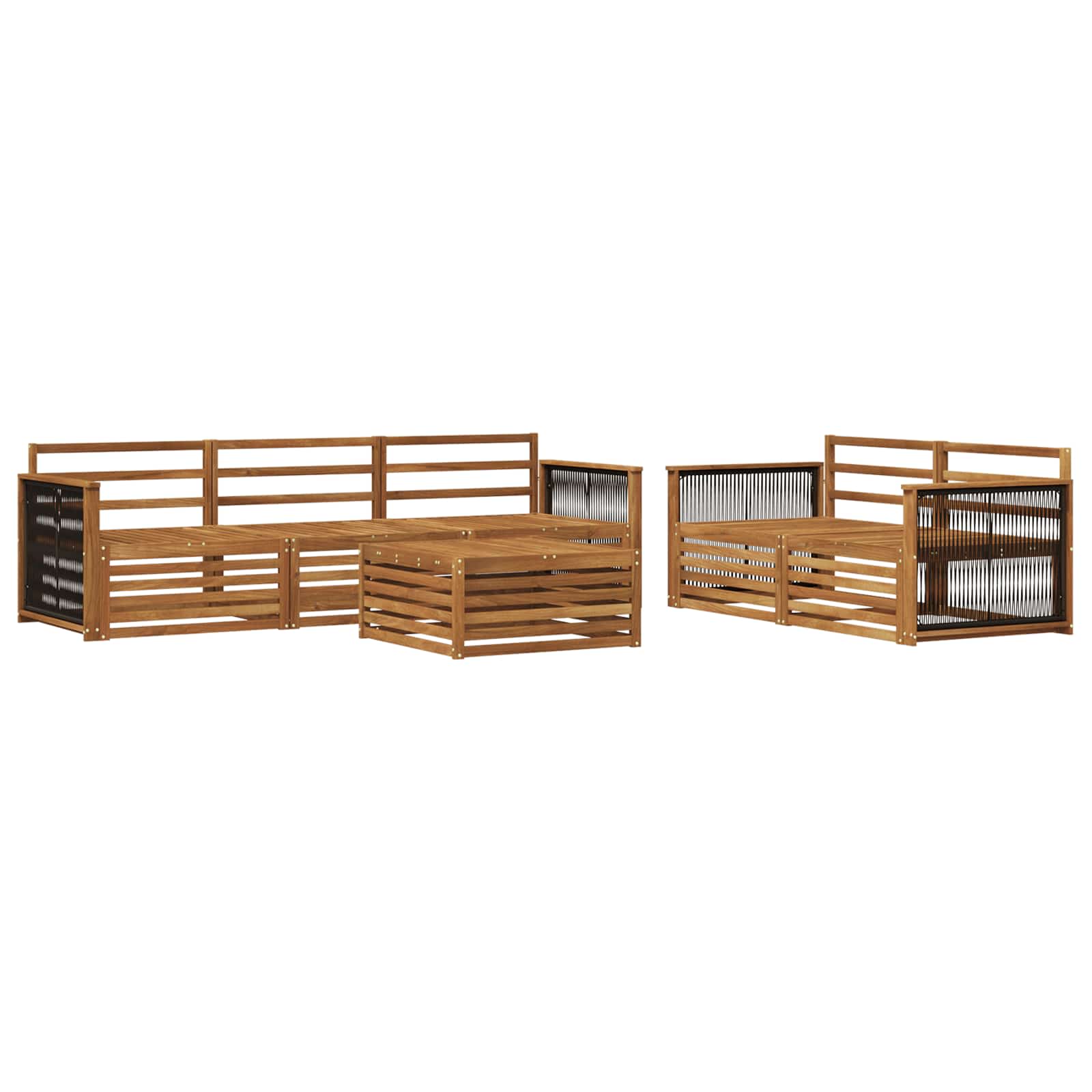 vidaXL Buiten bankenset 6 pcs Naturel