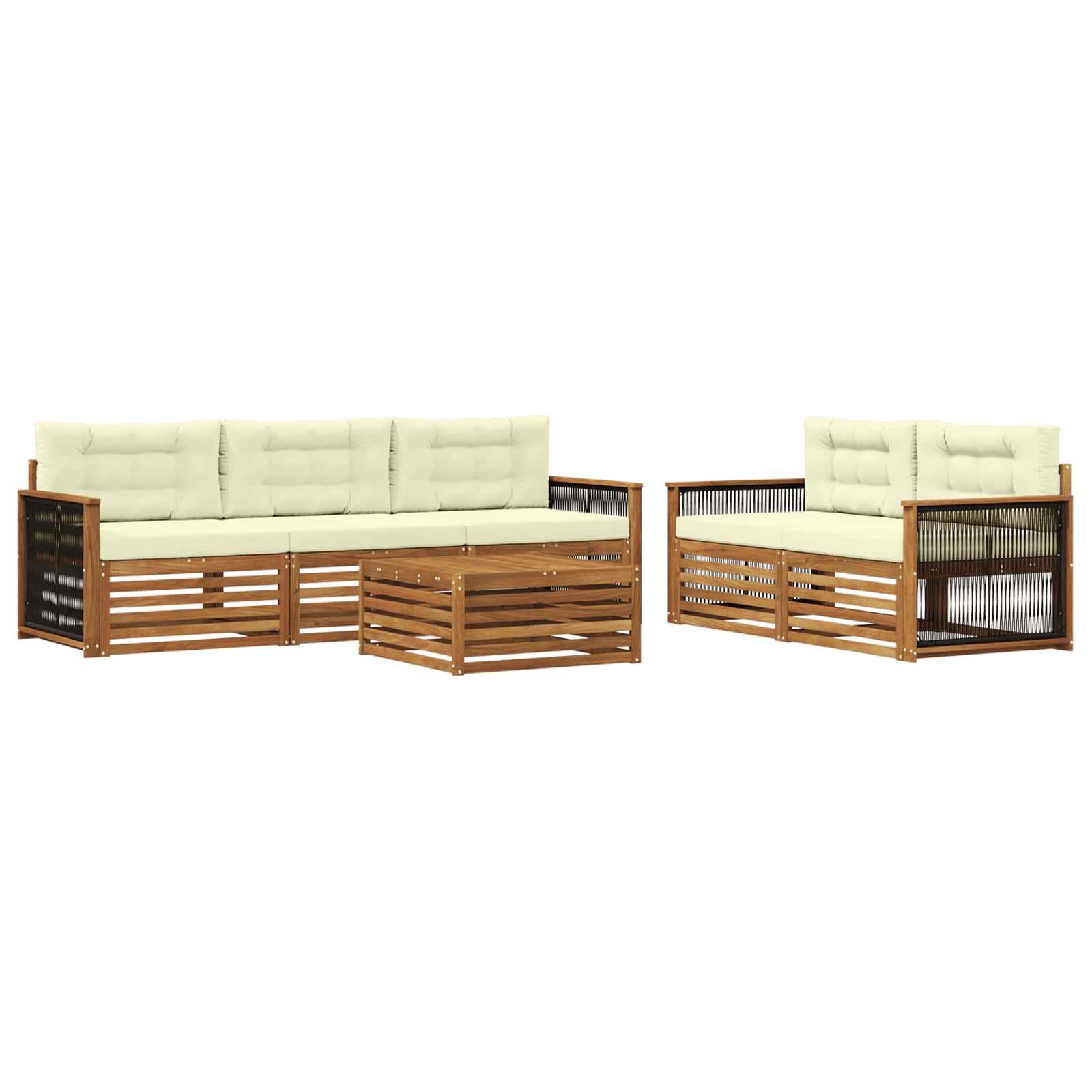 vidaXL Buiten bankenset 6 pcs Naturel