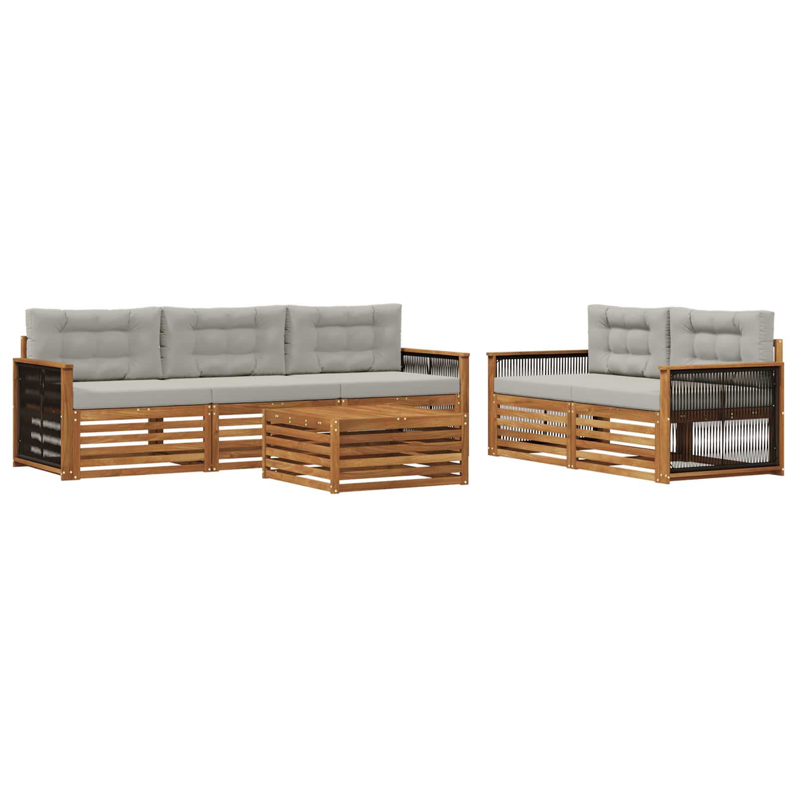 vidaXL Buiten bankenset 6 pcs Naturel
