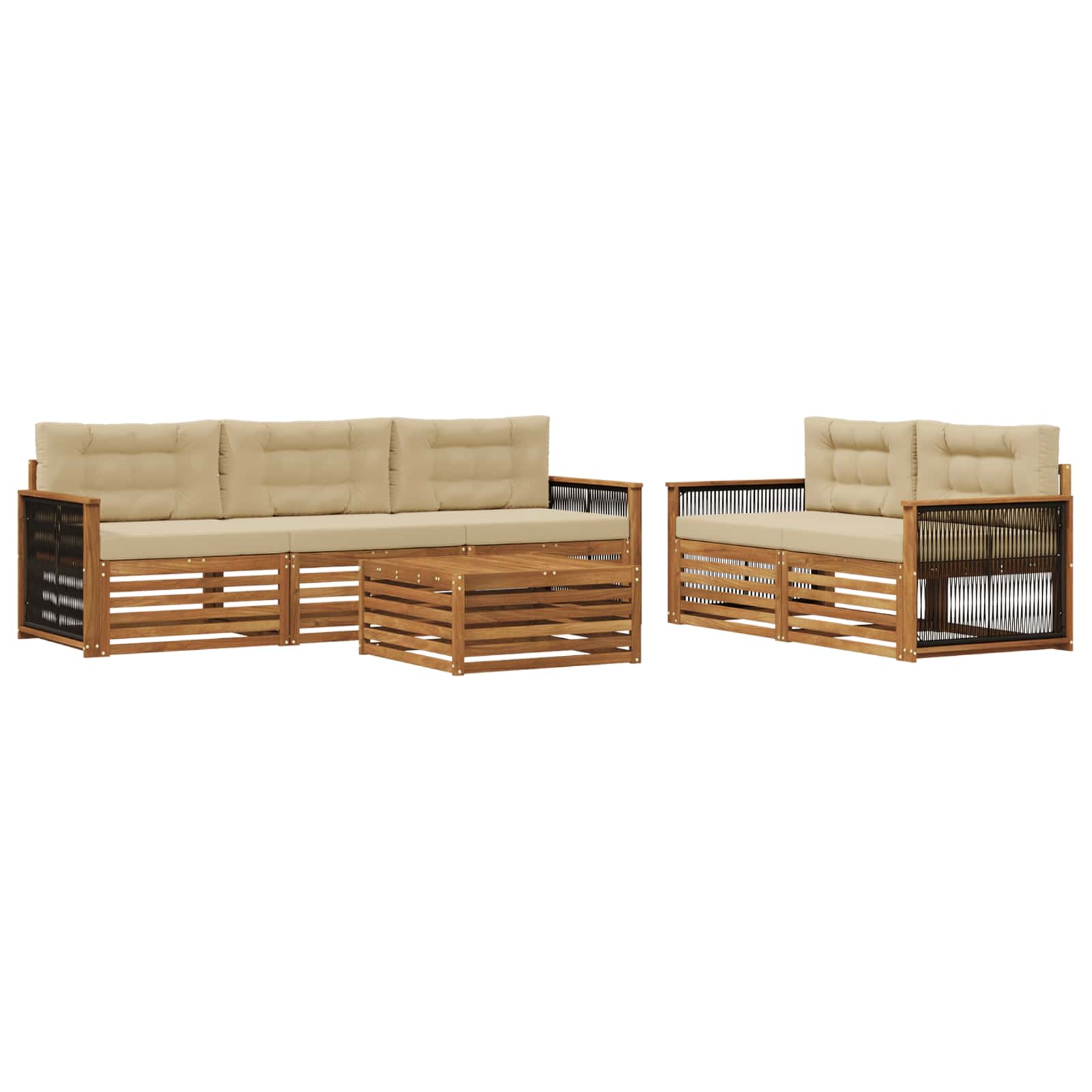 vidaXL Buiten bankenset 6 pcs Naturel