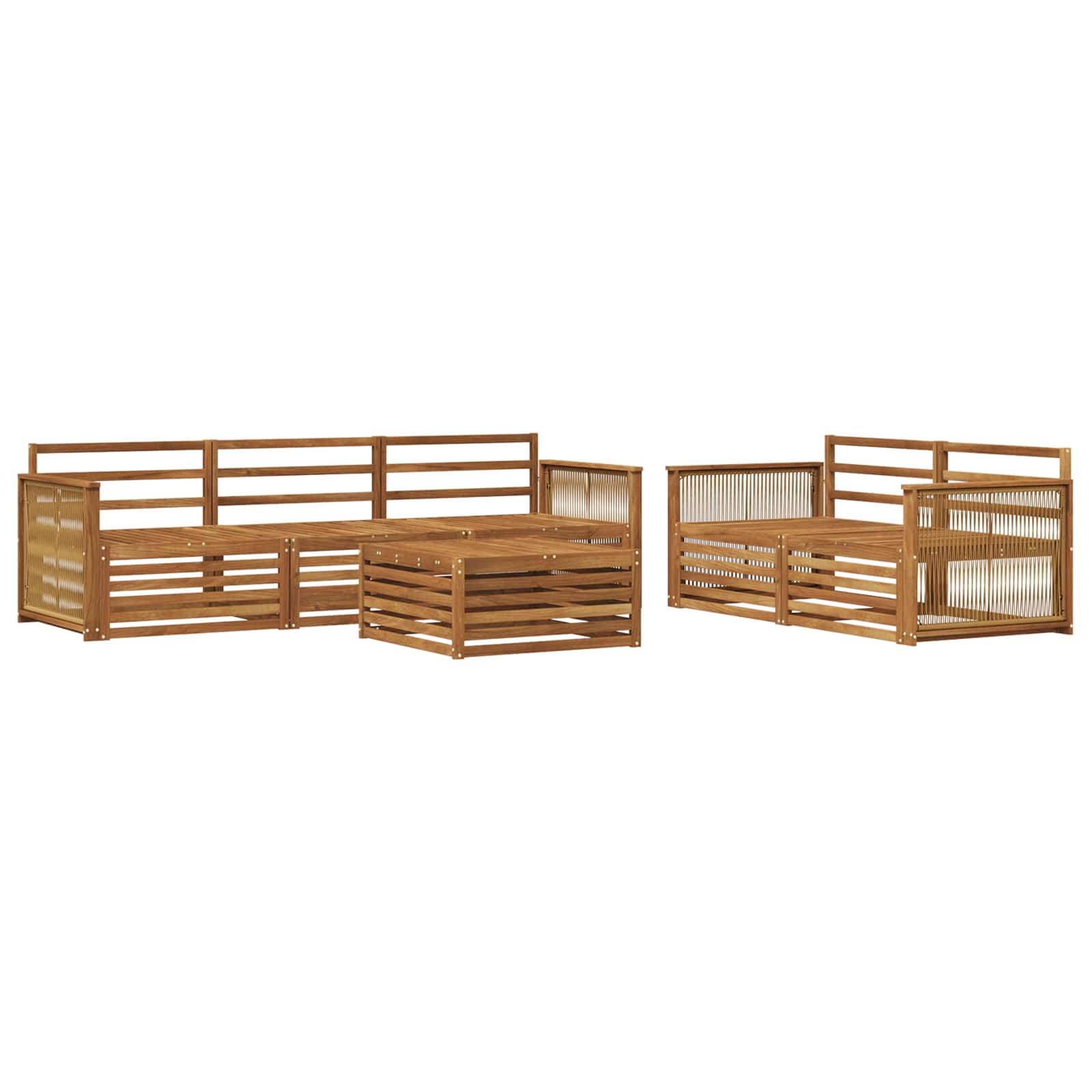 vidaXL Buiten bankenset 6 pcs Naturel