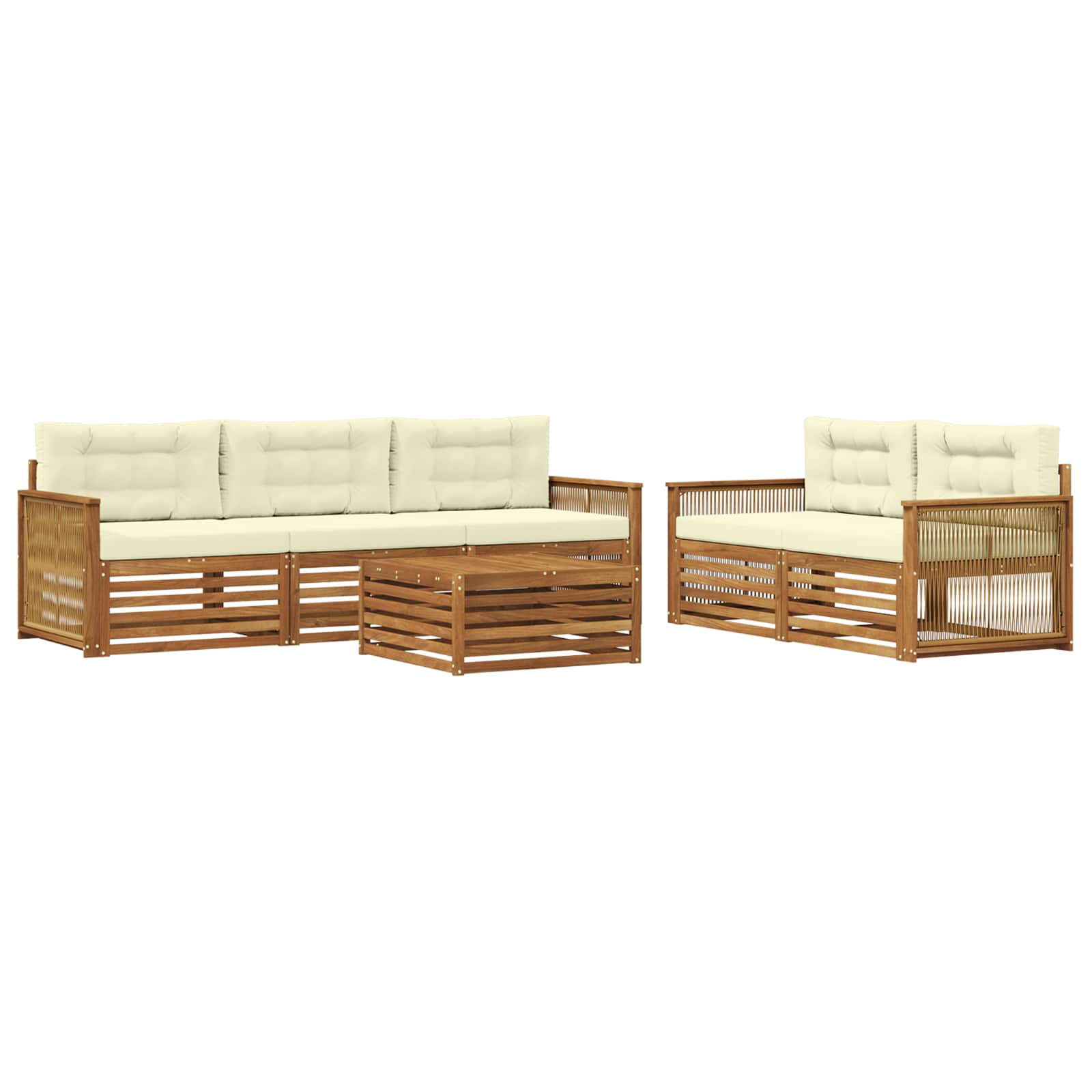 vidaXL Buiten bankenset 6 pcs Naturel