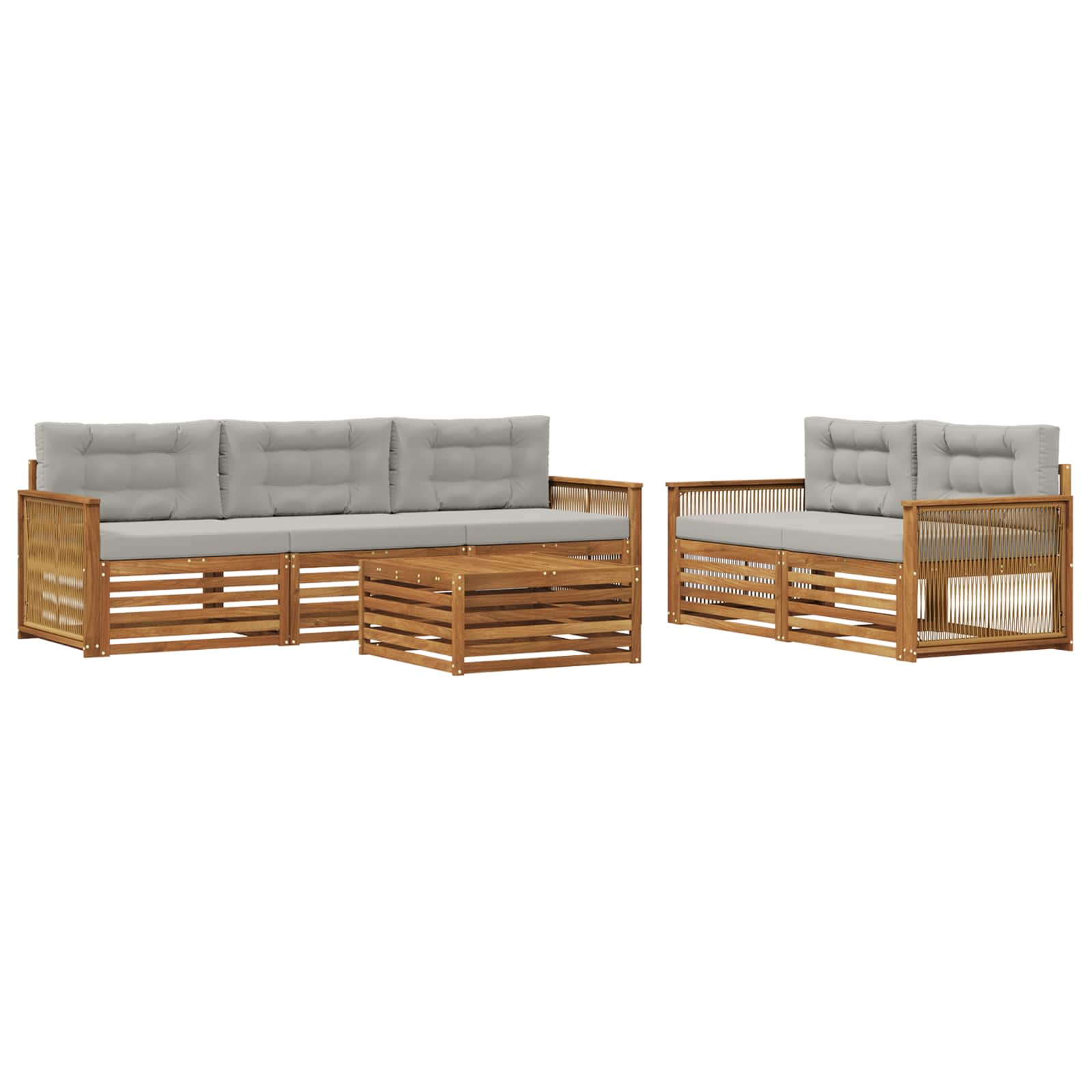 vidaXL Buiten bankenset 6 pcs Naturel