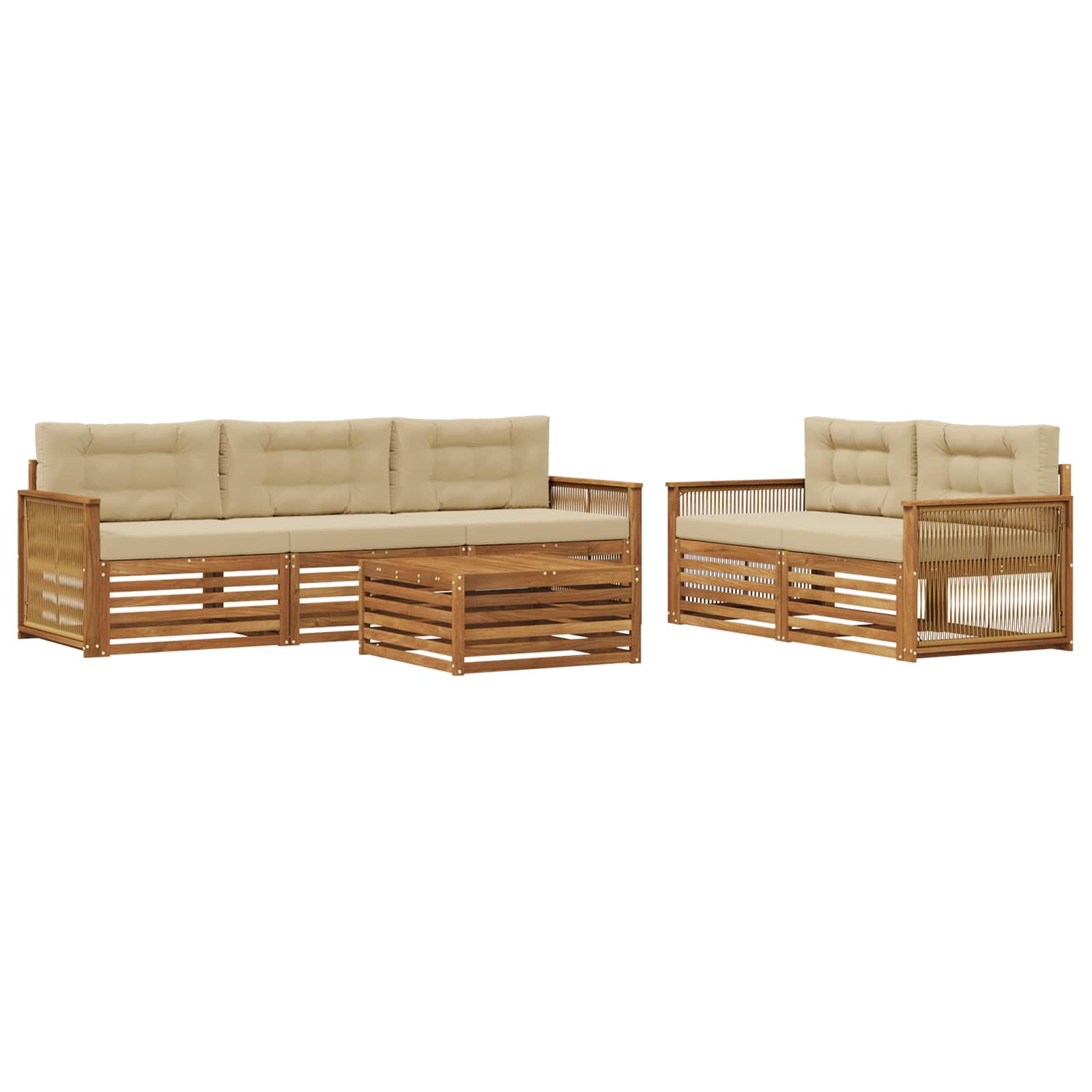 vidaXL Buiten bankenset 6 pcs Naturel