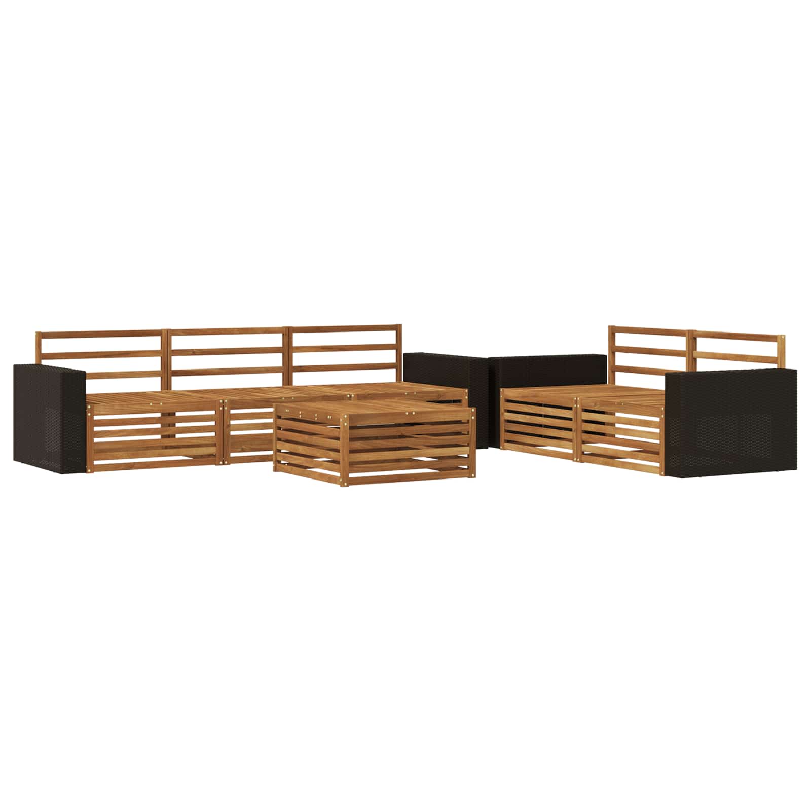 vidaXL Buiten bankenset 6 pcs Naturel