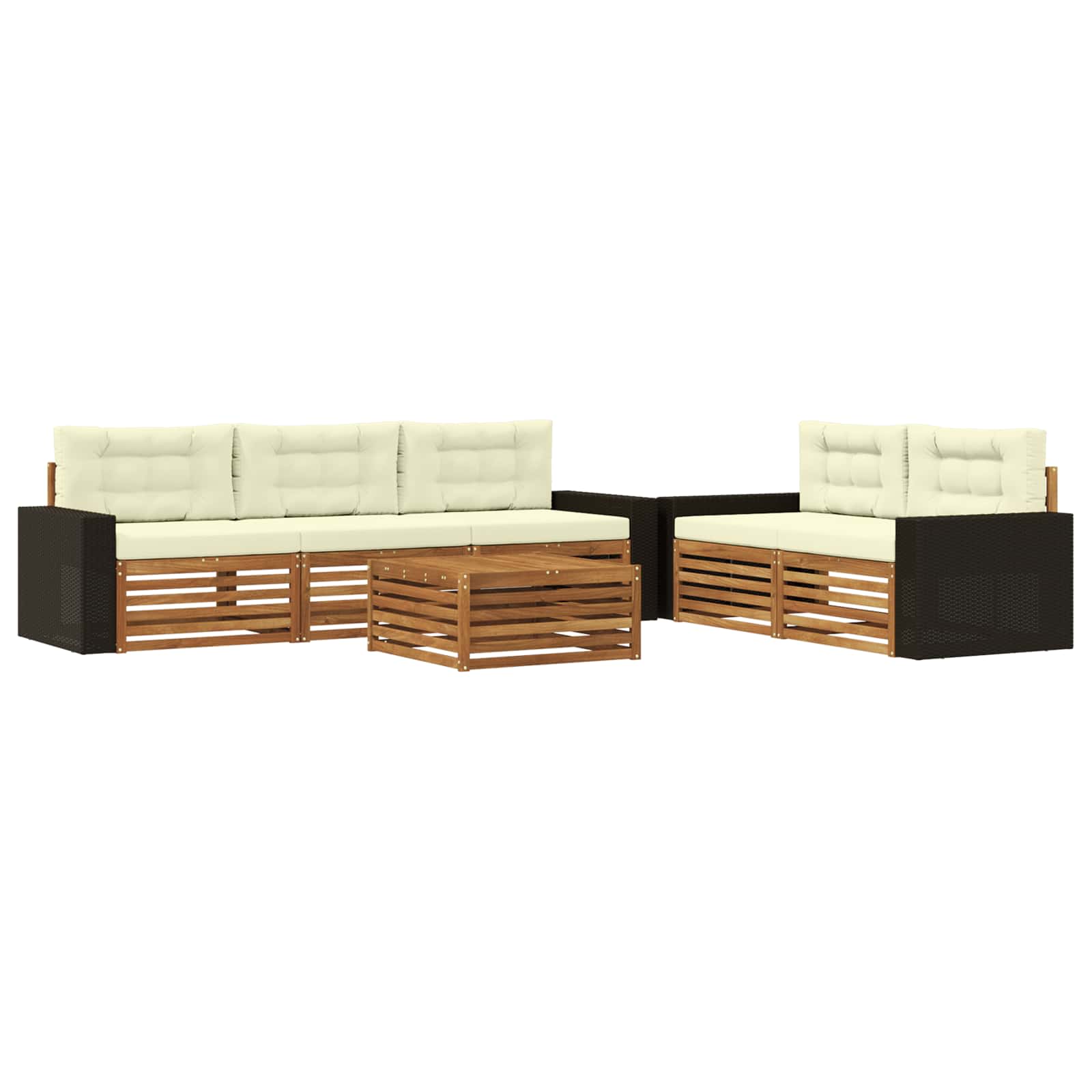 vidaXL Buiten bankenset 6 pcs Naturel