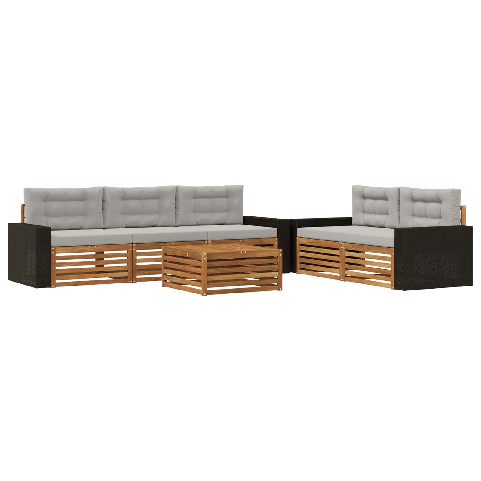 vidaXL Buiten bankenset 6 pcs Naturel