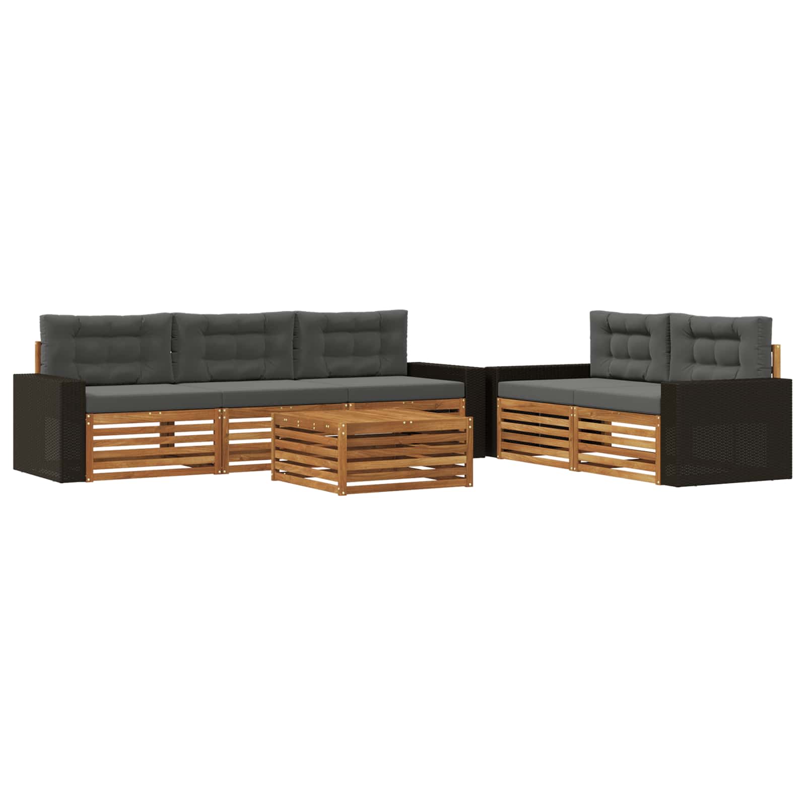 vidaXL Buiten bankenset 6 pcs Naturel