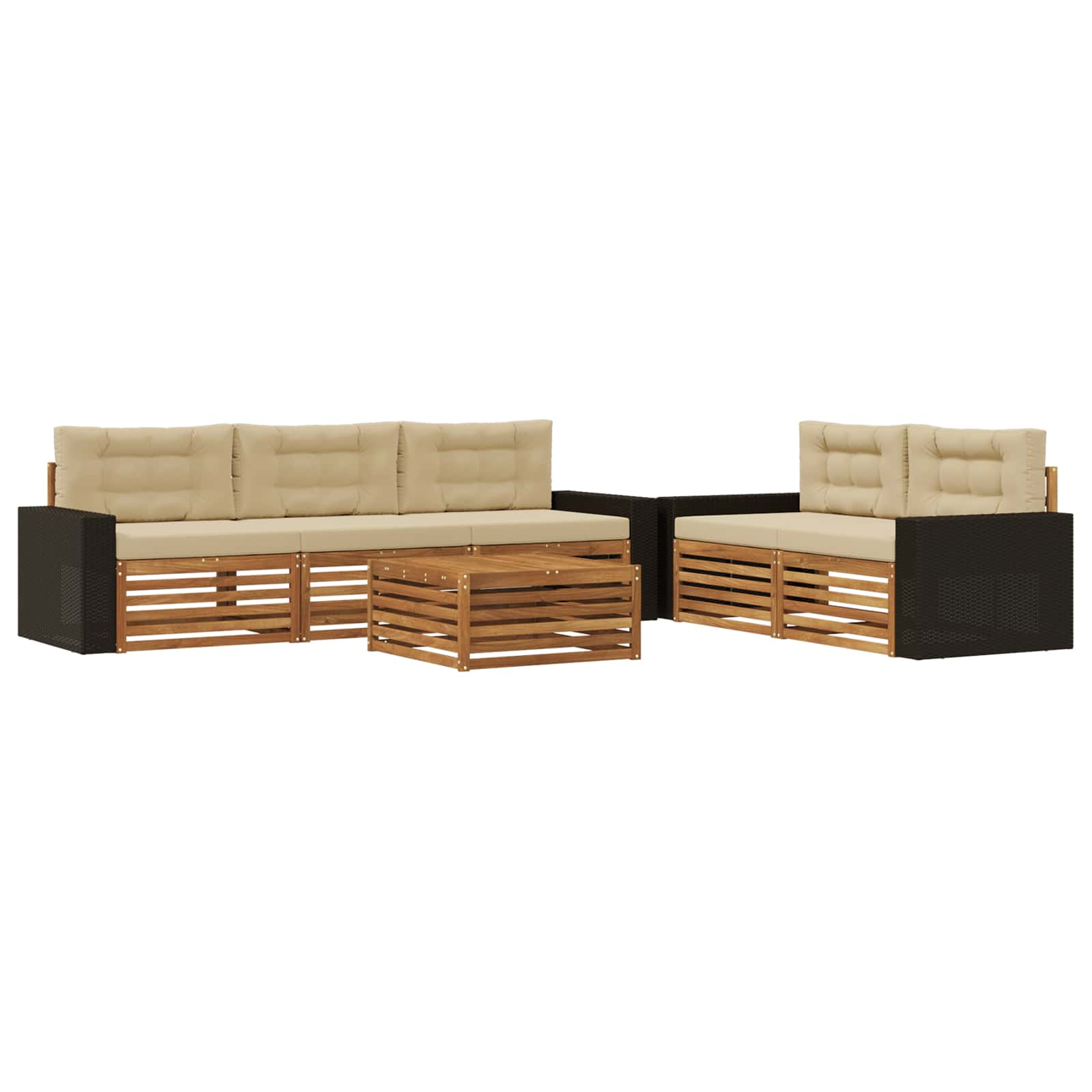 vidaXL Buiten bankenset 6 pcs Naturel