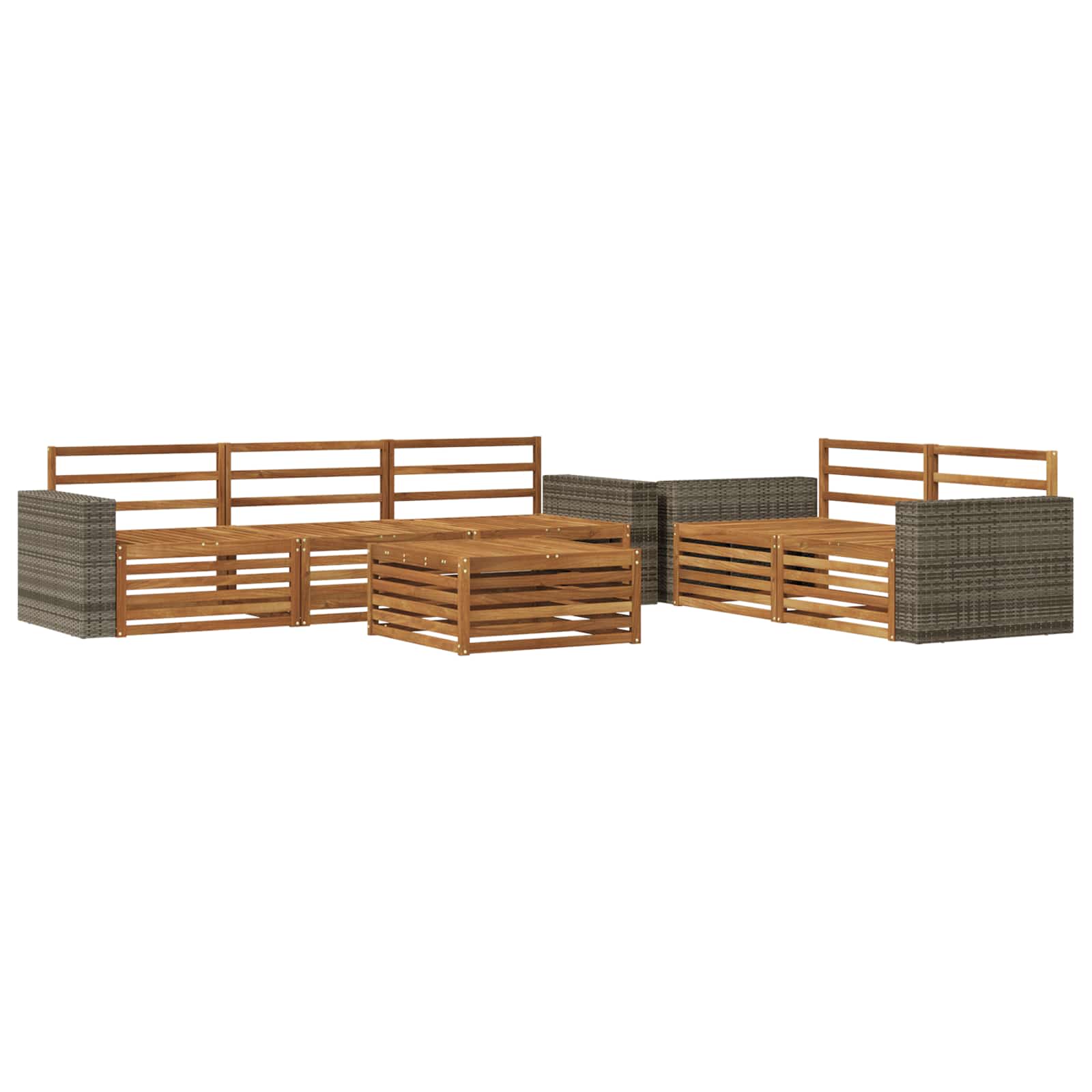 vidaXL Buiten bankenset 6 pcs Naturel