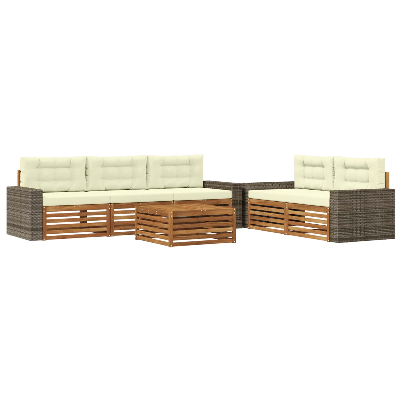 vidaXL Buiten bankenset 6 pcs Naturel