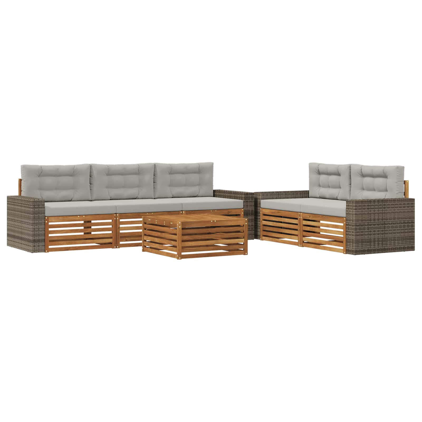 vidaXL Buiten bankenset 6 pcs Naturel