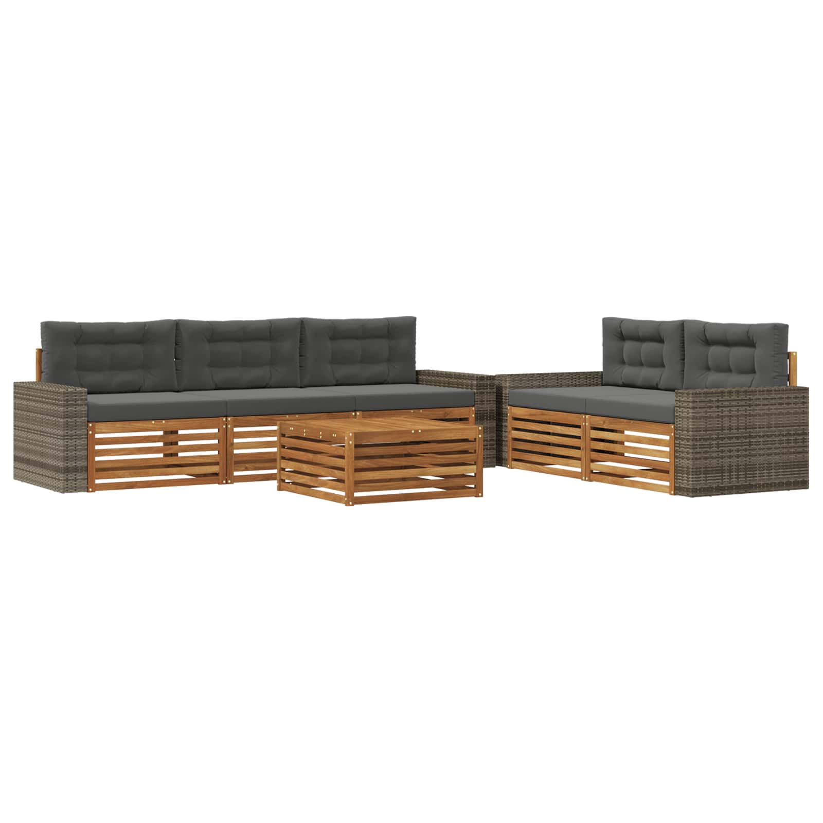 vidaXL Buiten bankenset 6 pcs Naturel