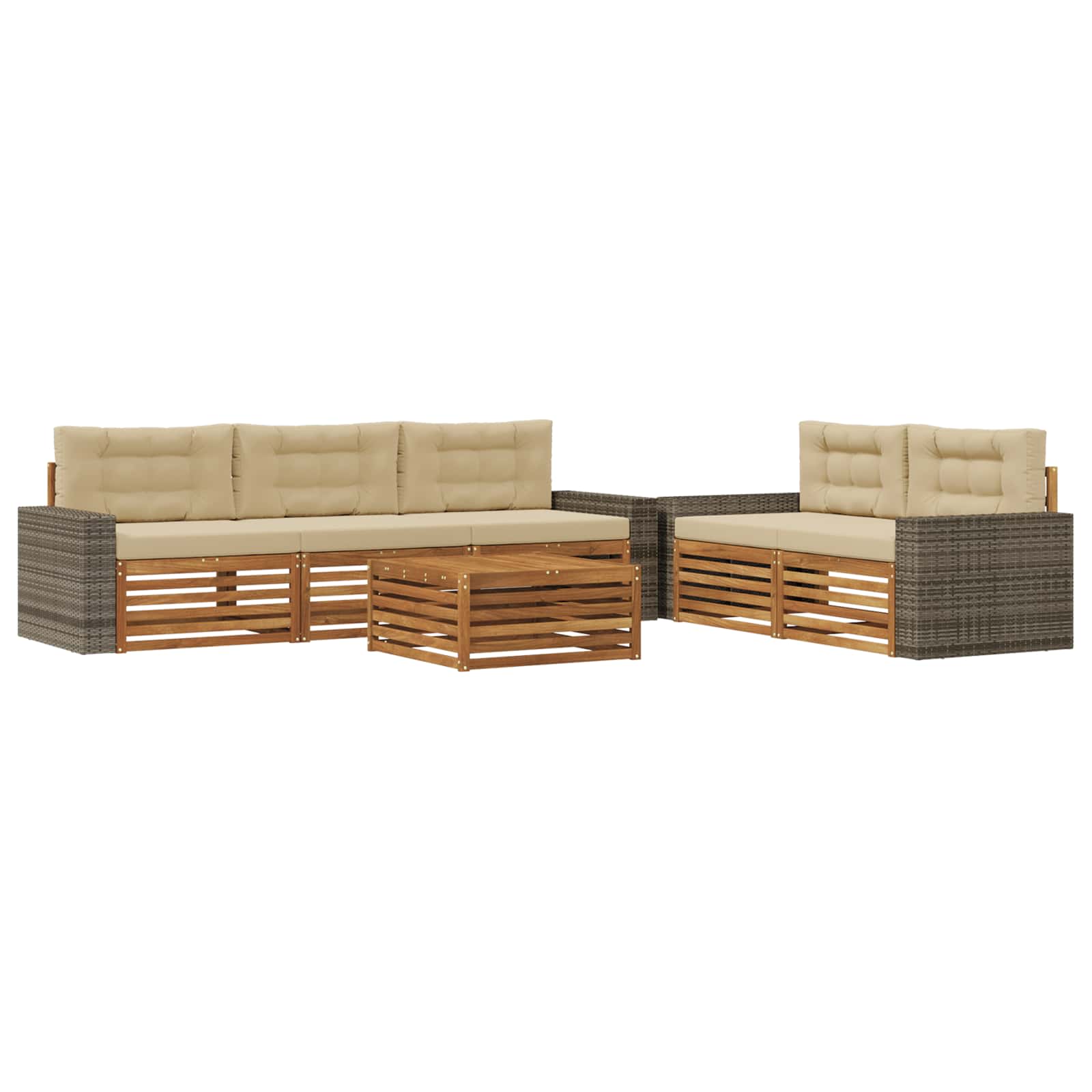 vidaXL Buiten bankenset 6 pcs Naturel