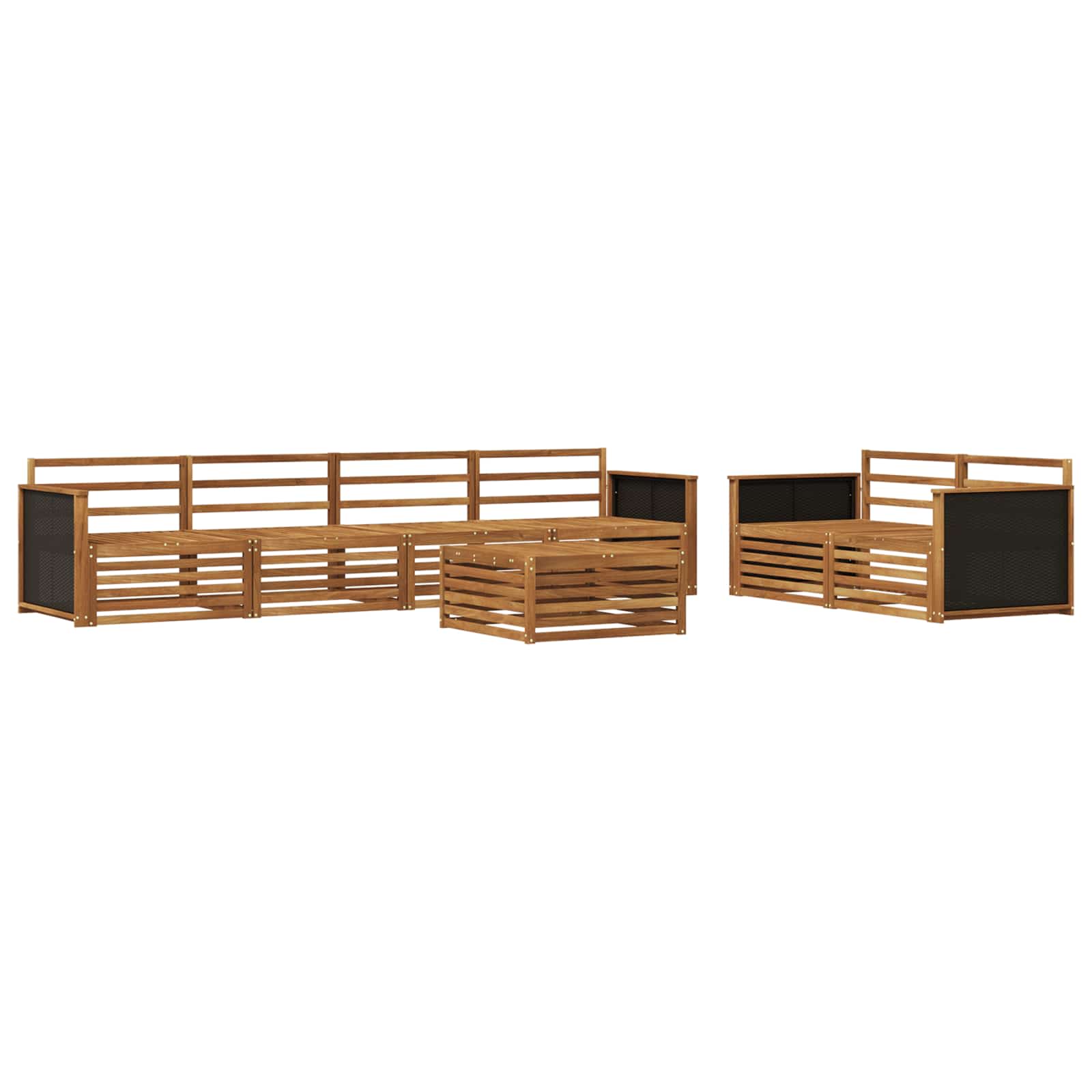 vidaXL Buiten bankenset 7 pcs Naturel