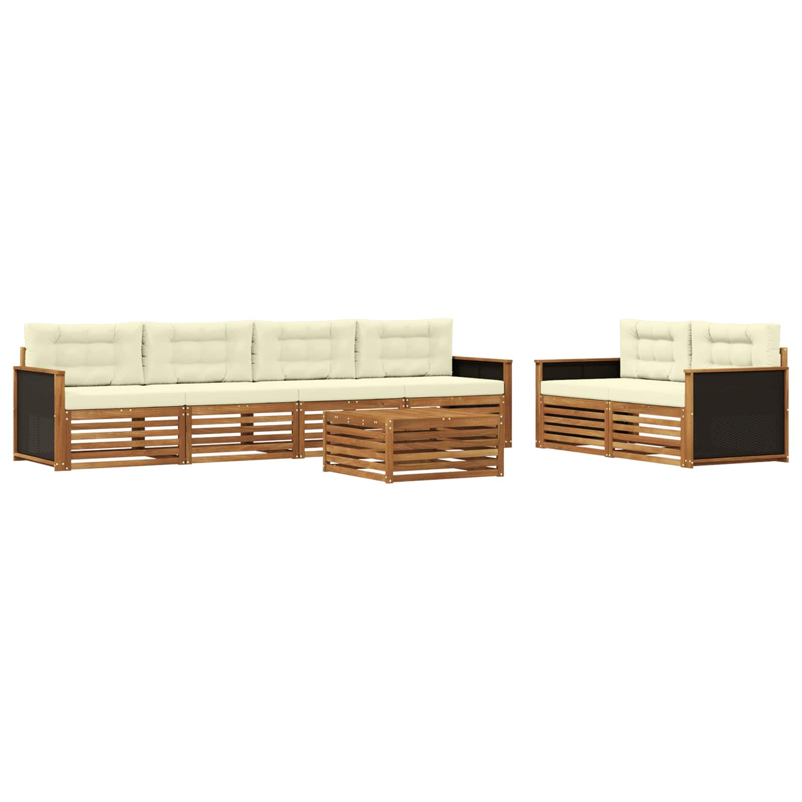 vidaXL Buiten bankenset 7 pcs Naturel