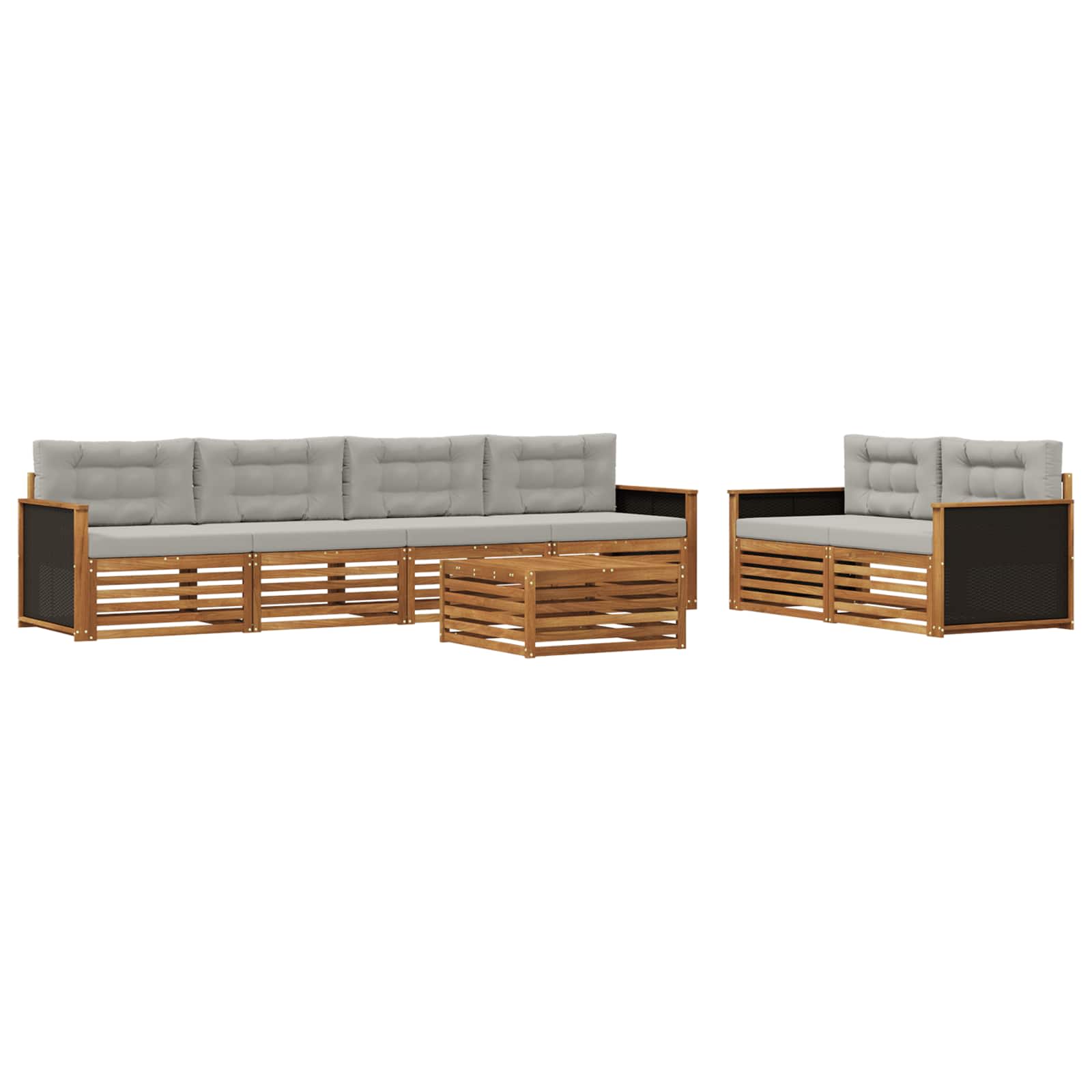 vidaXL Buiten bankenset 7 pcs Naturel