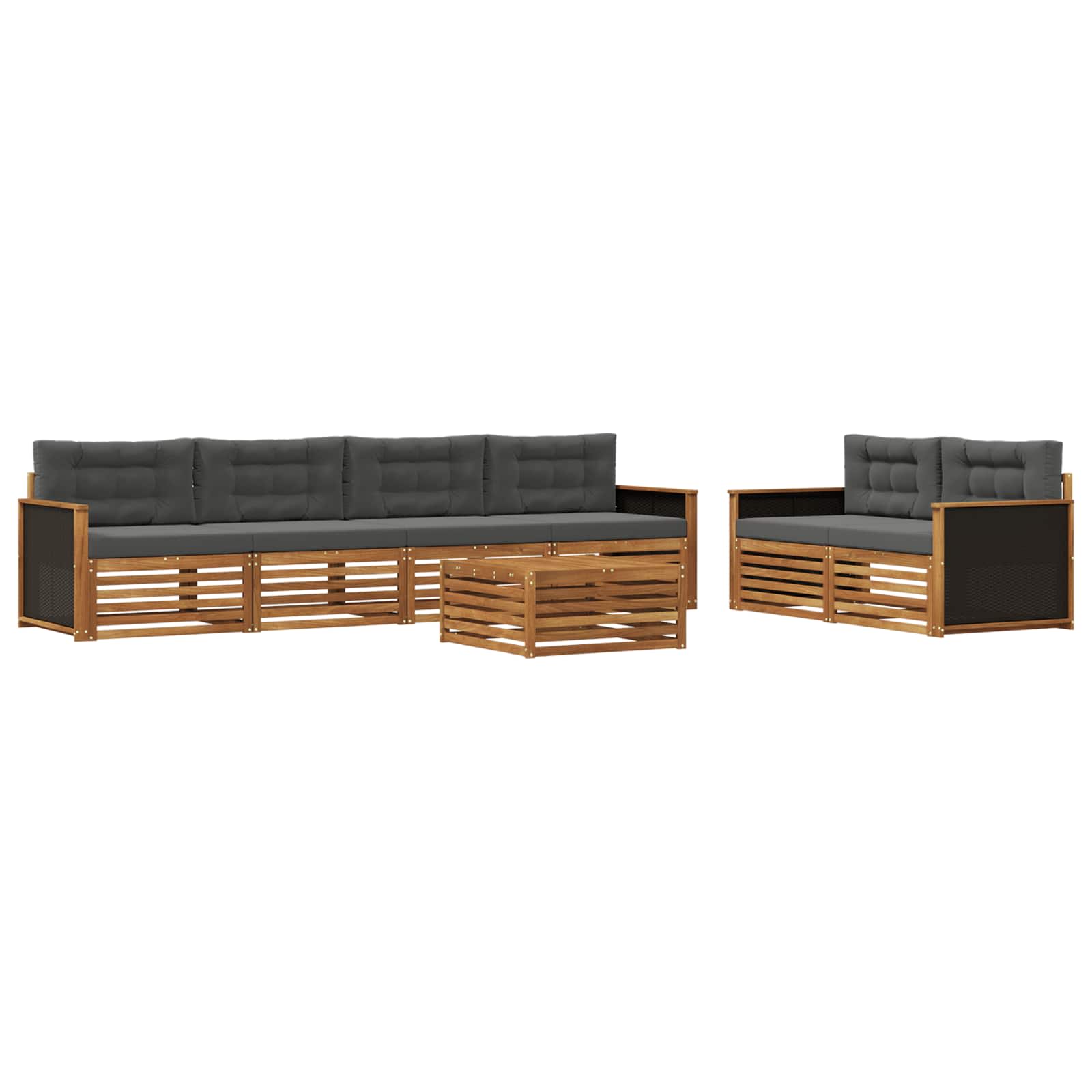 vidaXL Buiten bankenset 7 pcs Naturel