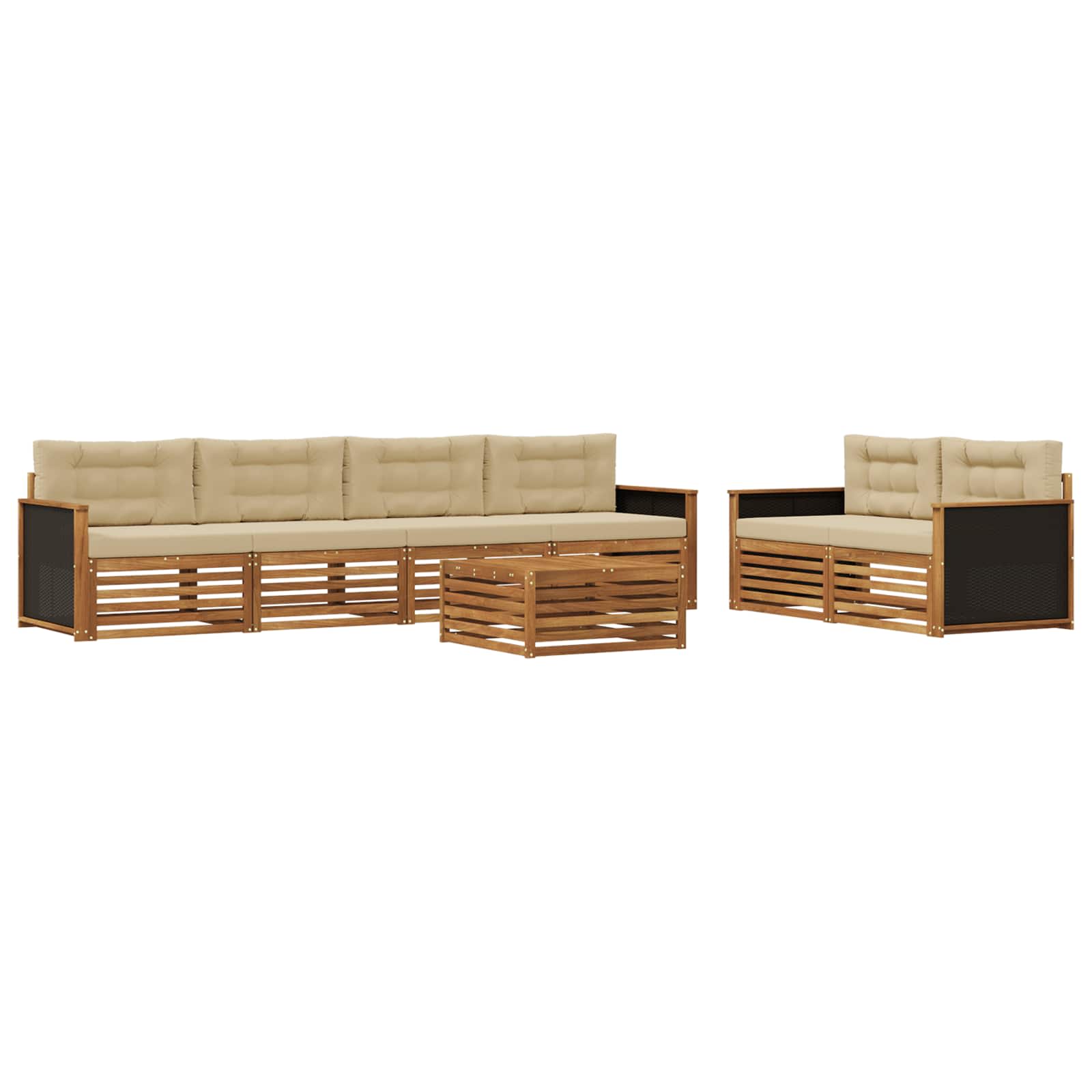 vidaXL Buiten bankenset 7 pcs Naturel