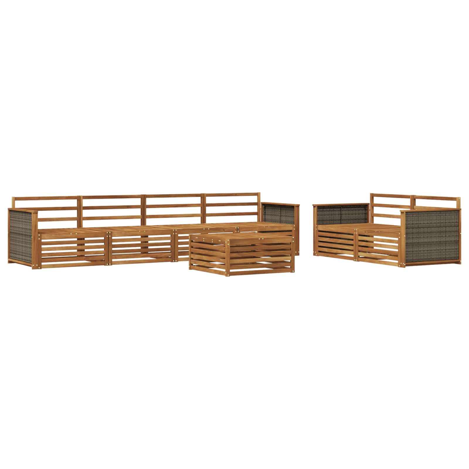 vidaXL Buiten bankenset 7 pcs Naturel