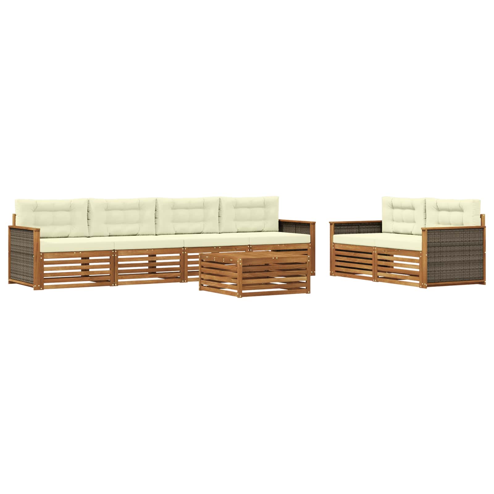 vidaXL Buiten bankenset 7 pcs Naturel