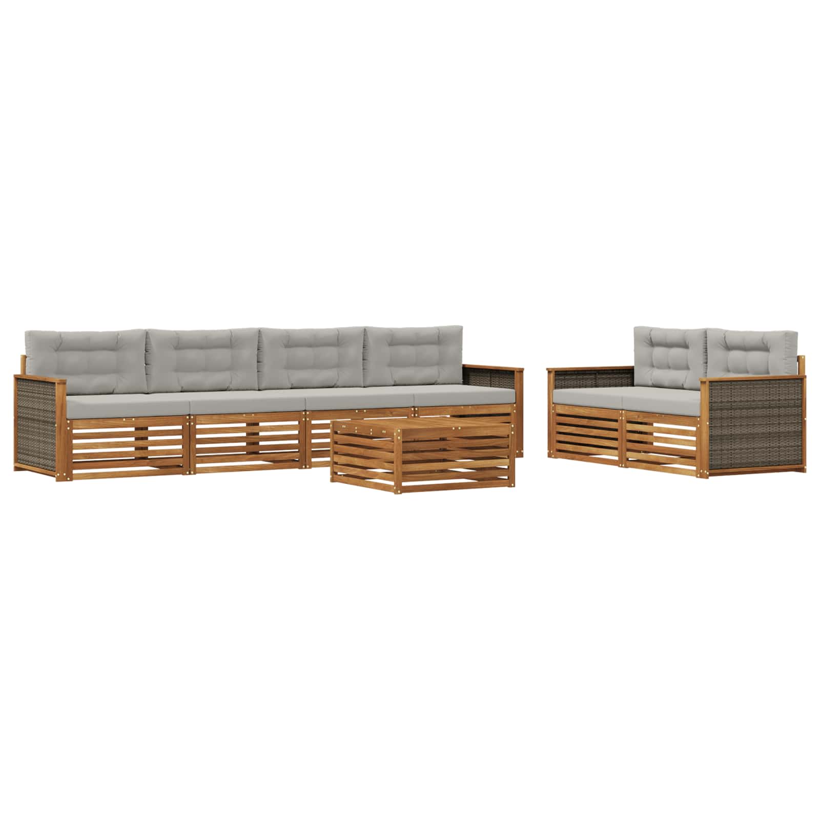 vidaXL Buiten bankenset 7 pcs Naturel