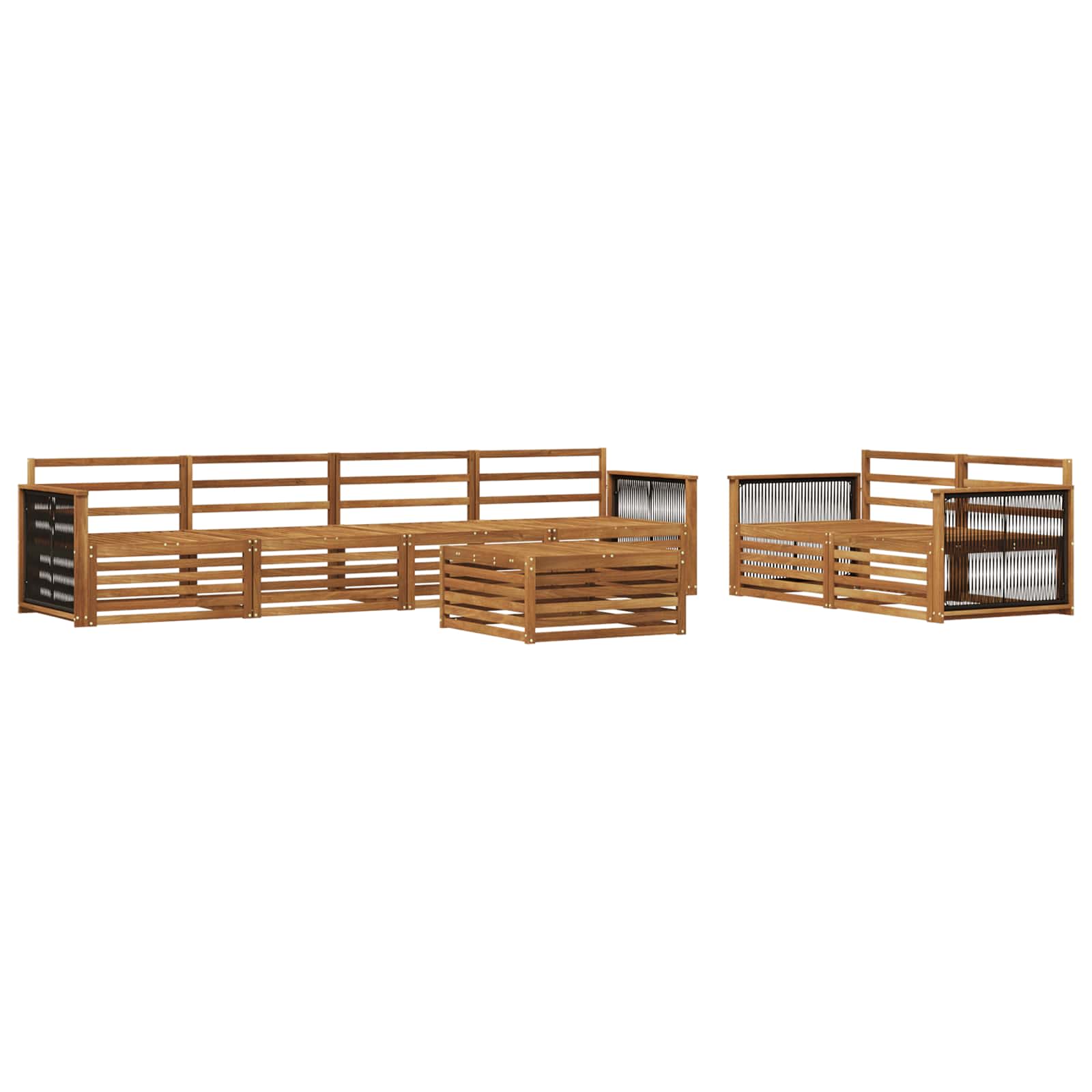 vidaXL Buiten bankenset 7 pcs Naturel