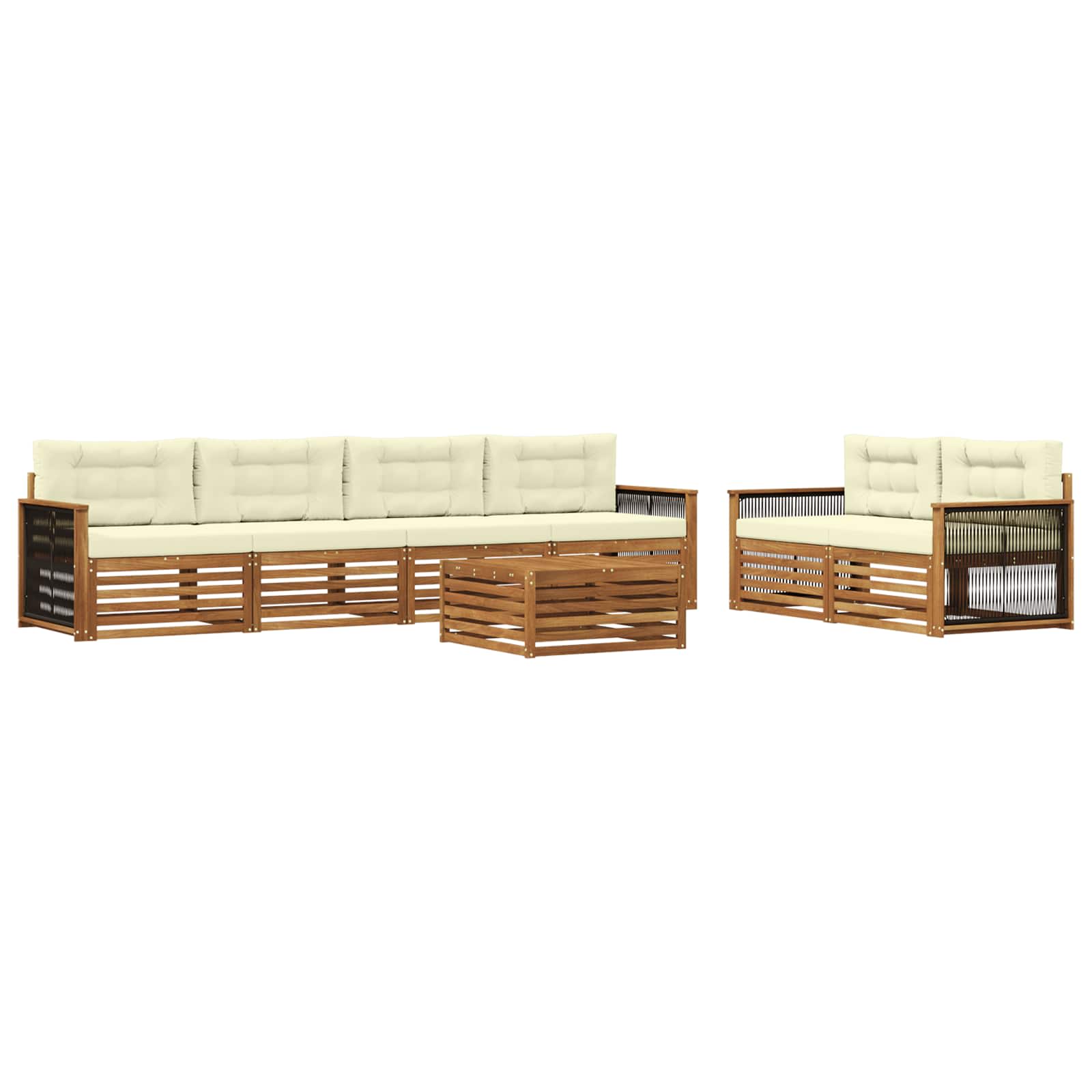 vidaXL Buiten bankenset 7 pcs Naturel