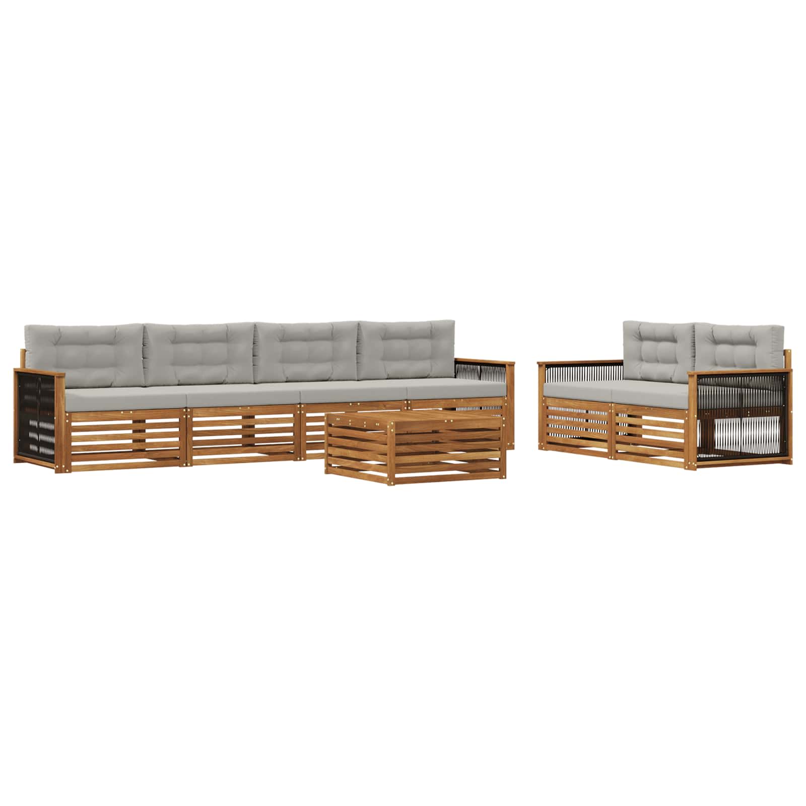 vidaXL Buiten bankenset 7 pcs Naturel