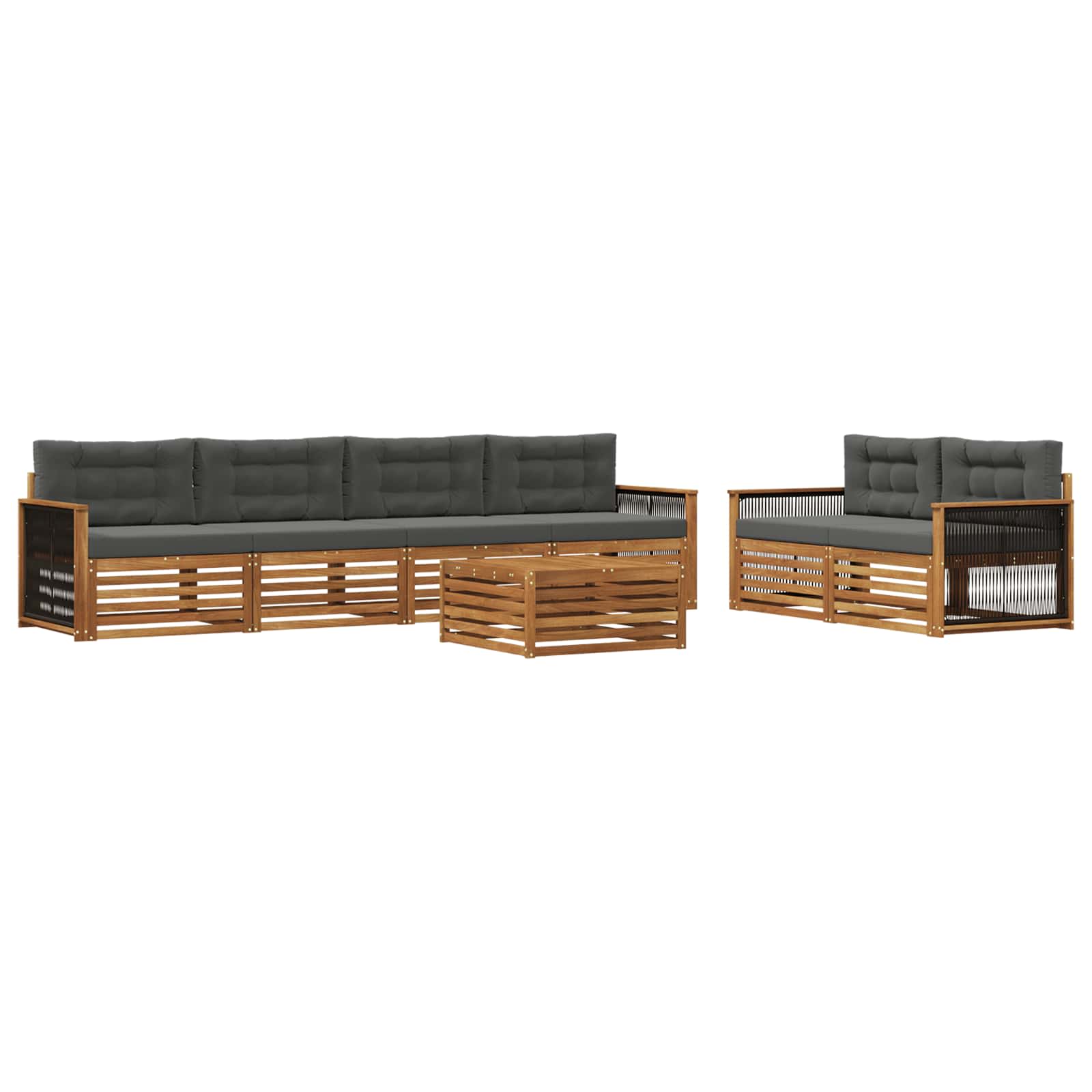 vidaXL Buiten bankenset 7 pcs Naturel