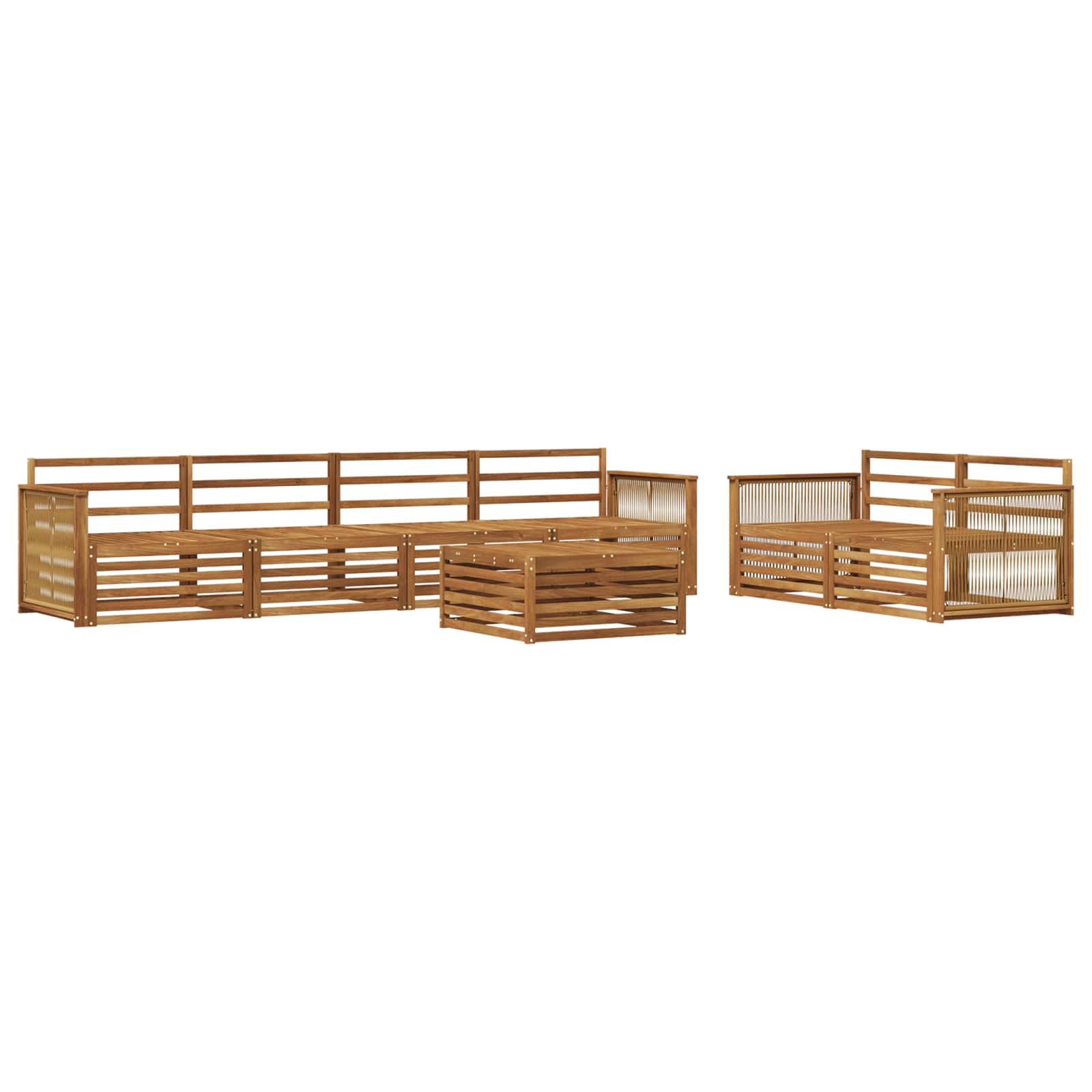 vidaXL Buiten bankenset 7 pcs Naturel