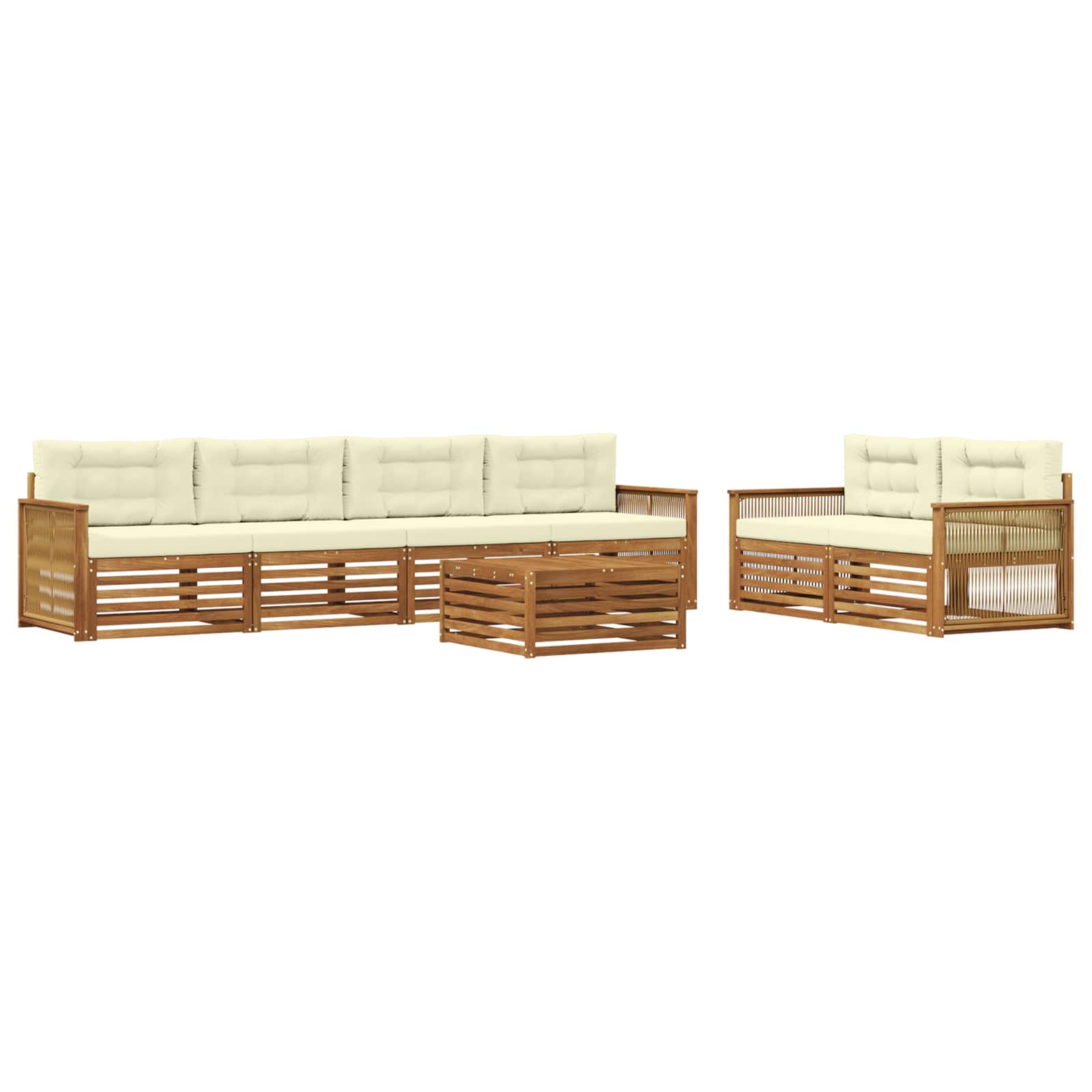 vidaXL Buiten bankenset 7 pcs Naturel