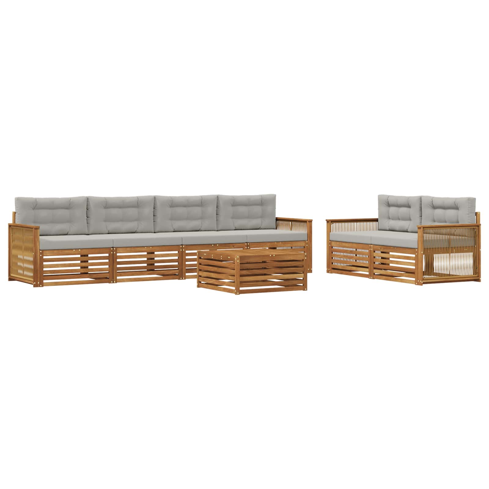 vidaXL Buiten bankenset 7 pcs Naturel