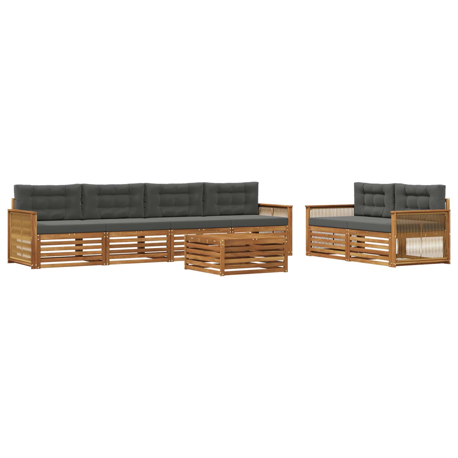 vidaXL Buiten bankenset 7 pcs Naturel