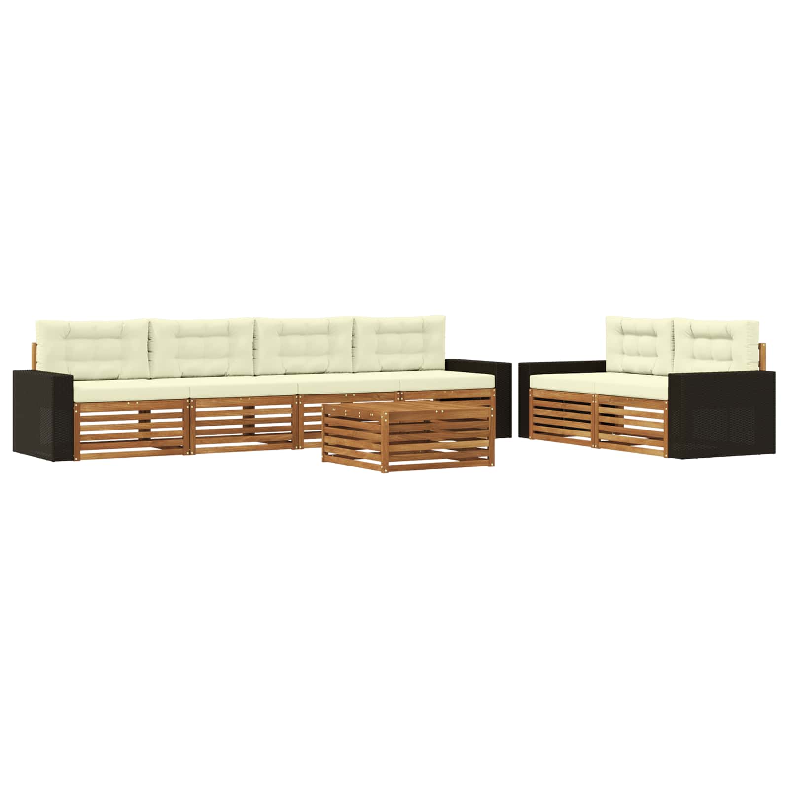 vidaXL Buiten bankenset 7 pcs Naturel