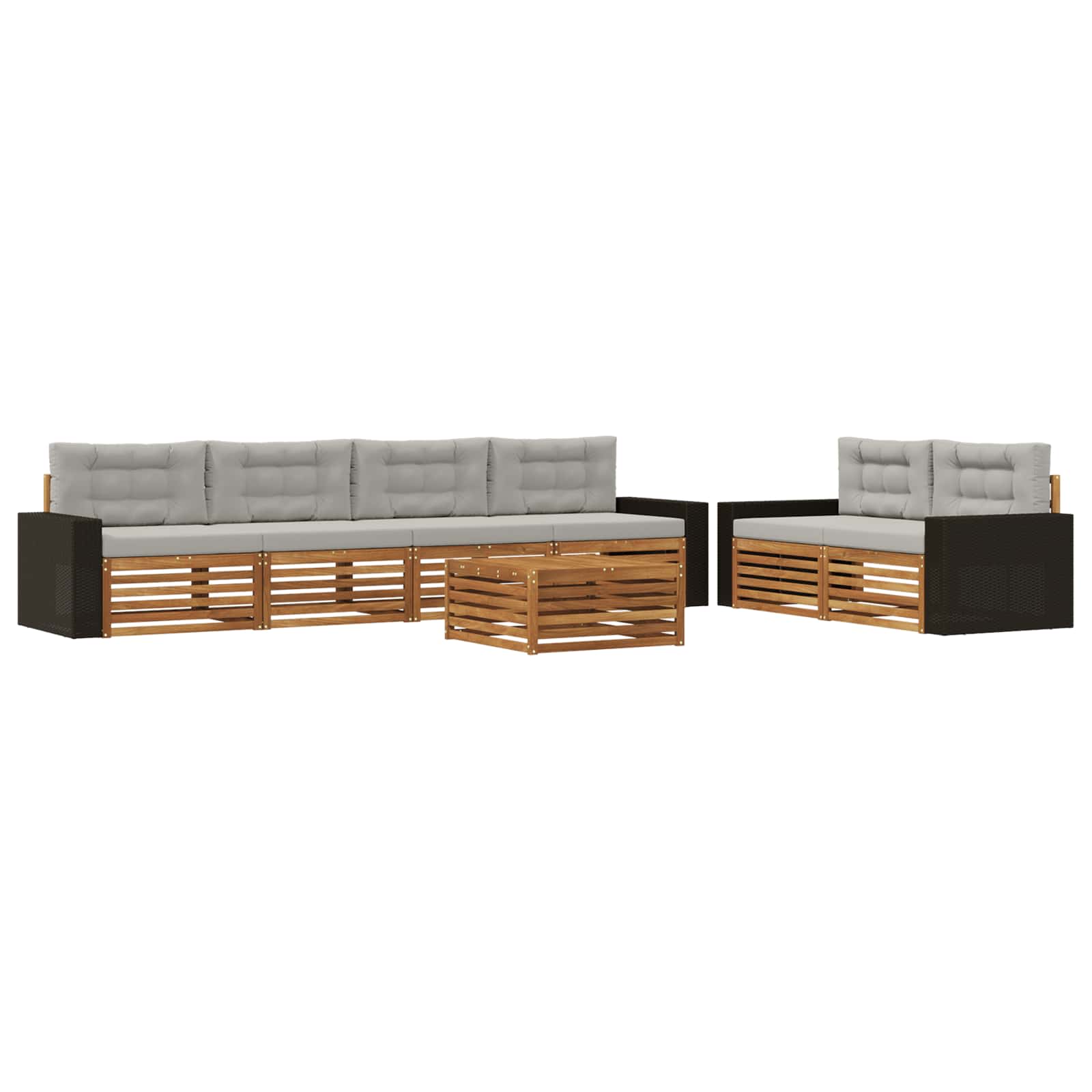 vidaXL Buiten bankenset 7 pcs Naturel