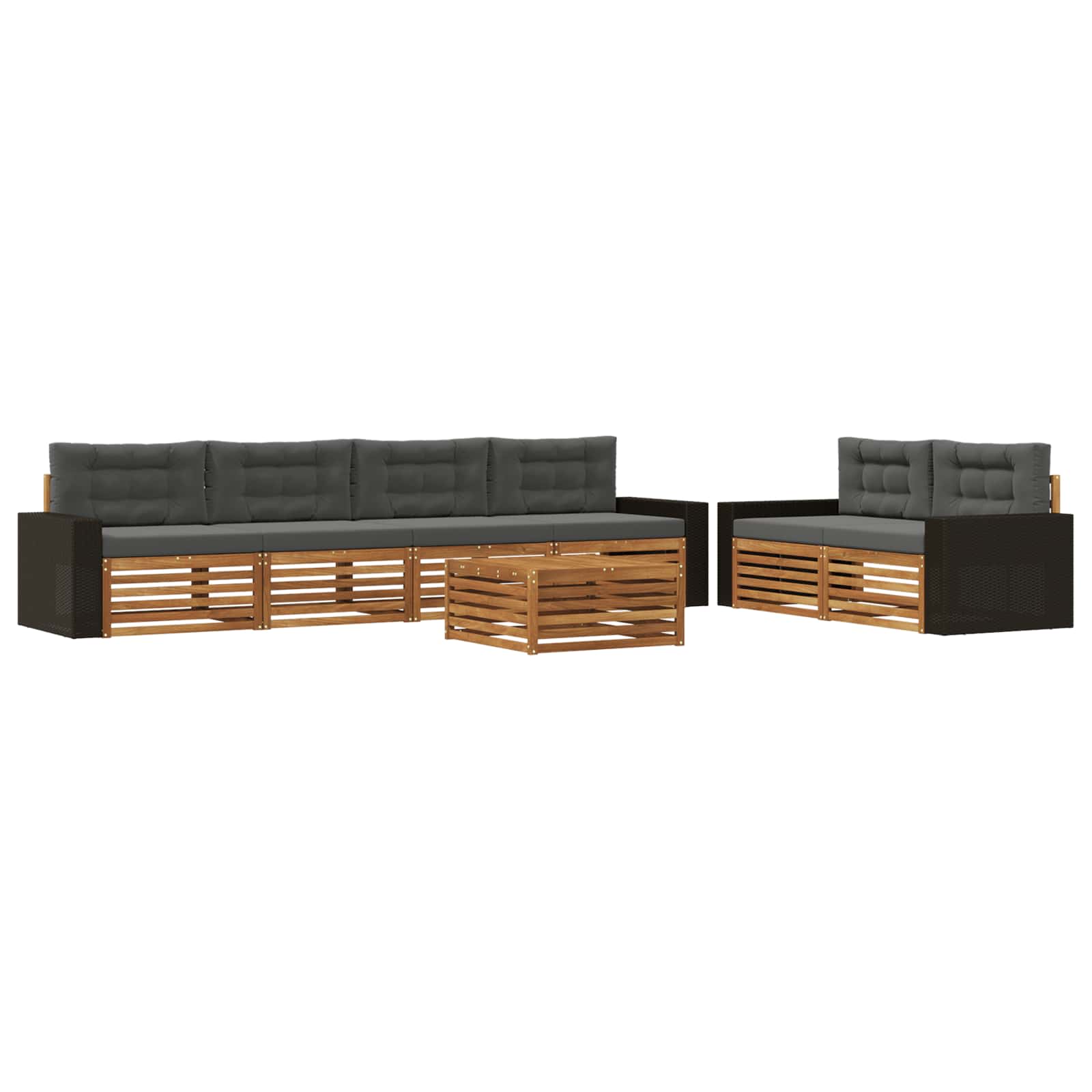 vidaXL Buiten bankenset 7 pcs Naturel