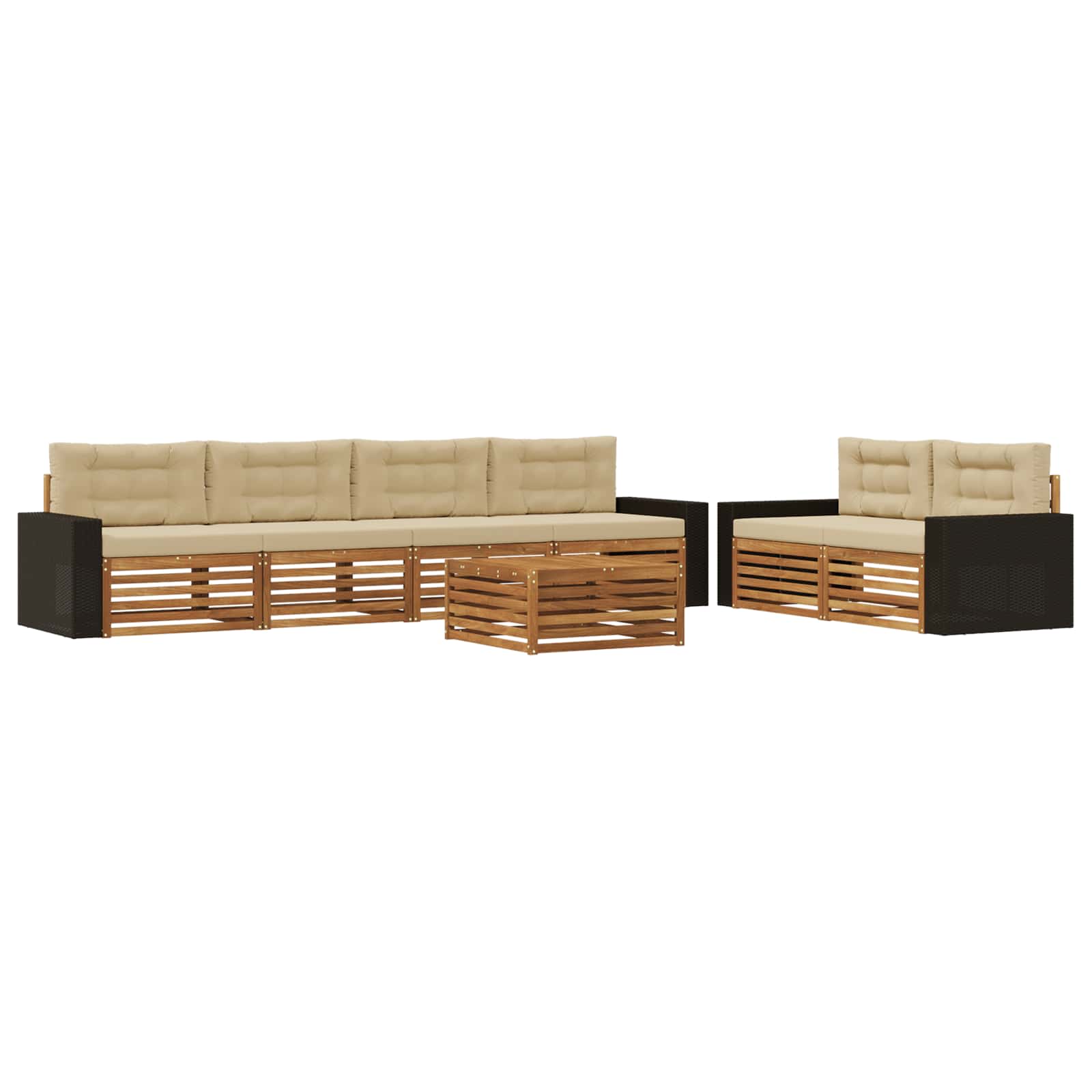vidaXL Buiten bankenset 7 pcs Naturel