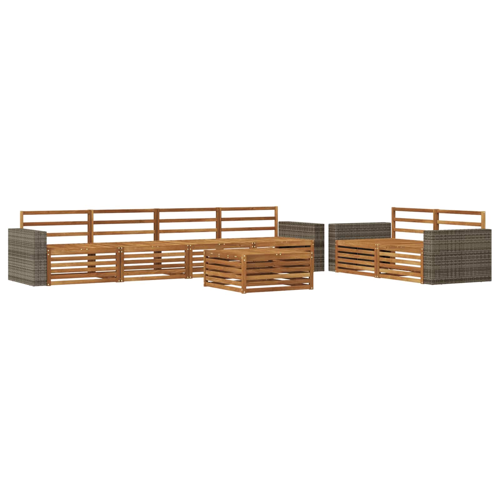 vidaXL Buiten bankenset 7 pcs Naturel