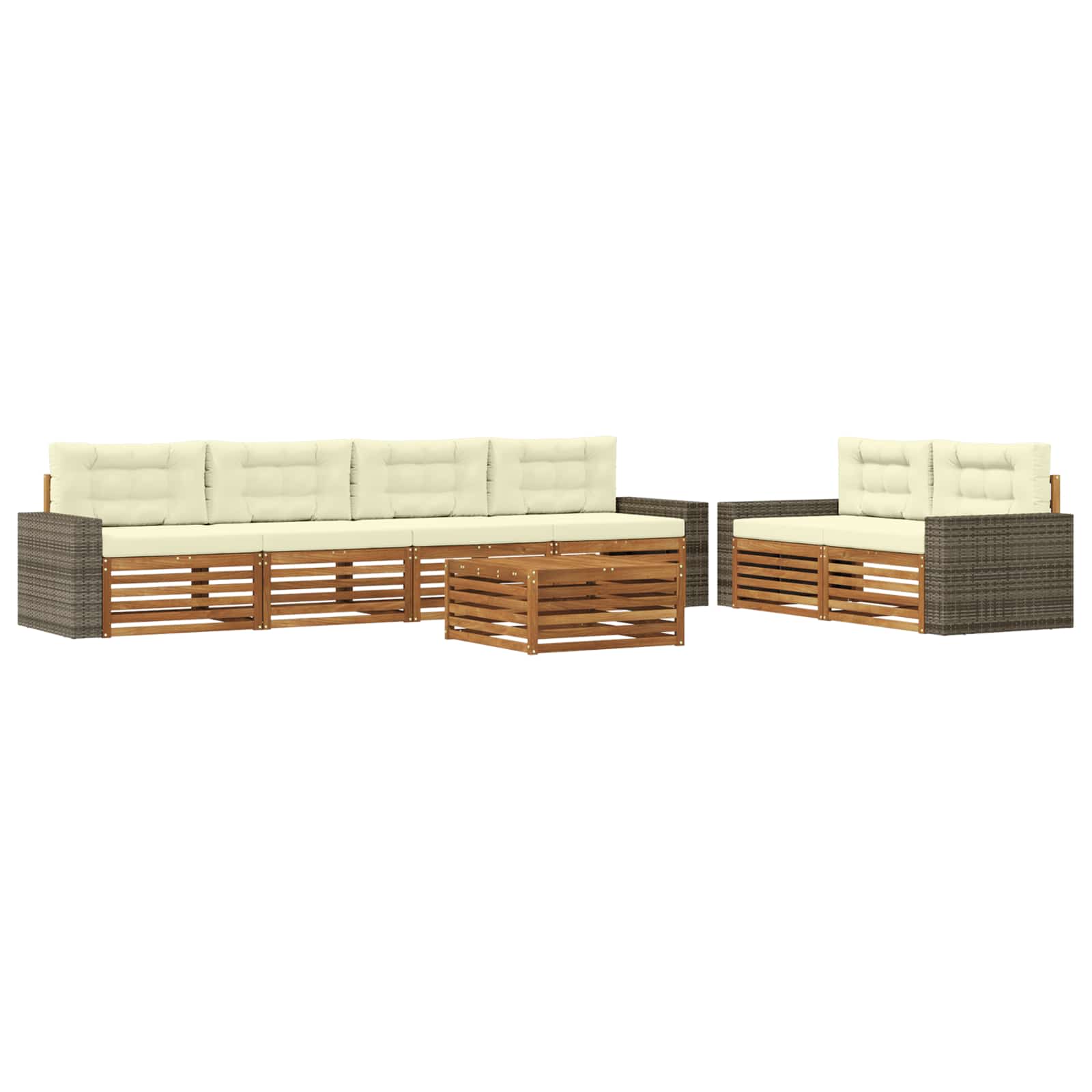 vidaXL Buiten bankenset 7 pcs Naturel
