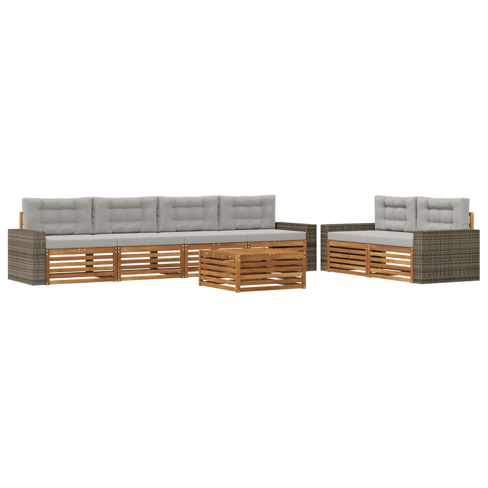vidaXL Buiten bankenset 7 pcs Naturel