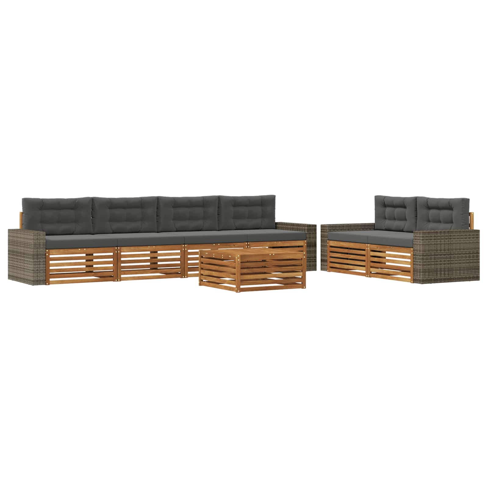 vidaXL Buiten bankenset 7 pcs Naturel